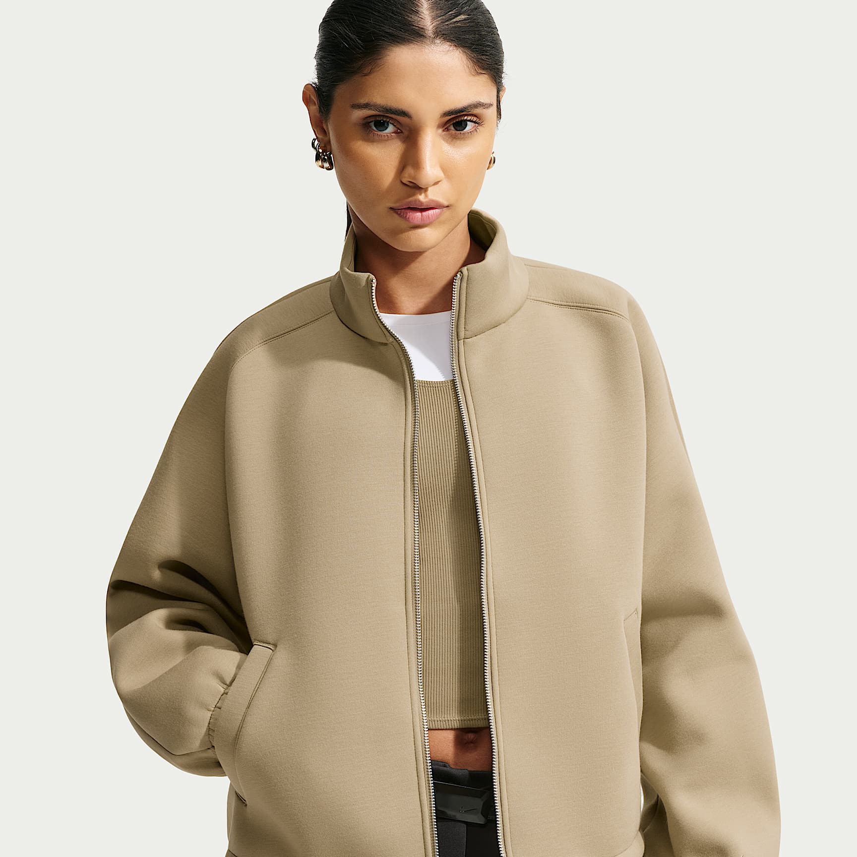 Oversized Nike Pregame Fleece-løbejakke til kvinder
