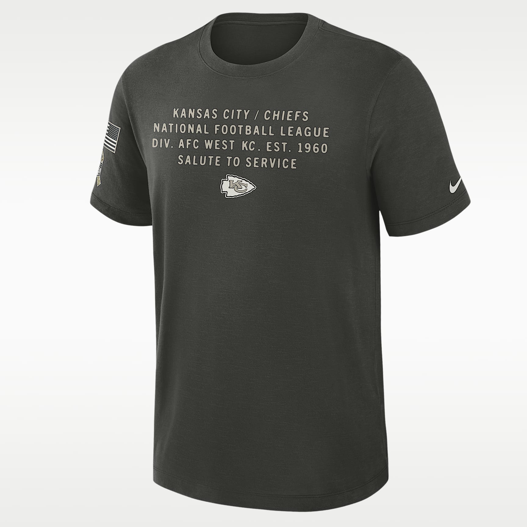 Playera Nike Dri-FIT de la NFL para hombre Kansas City Chiefs Salute to Service Slub