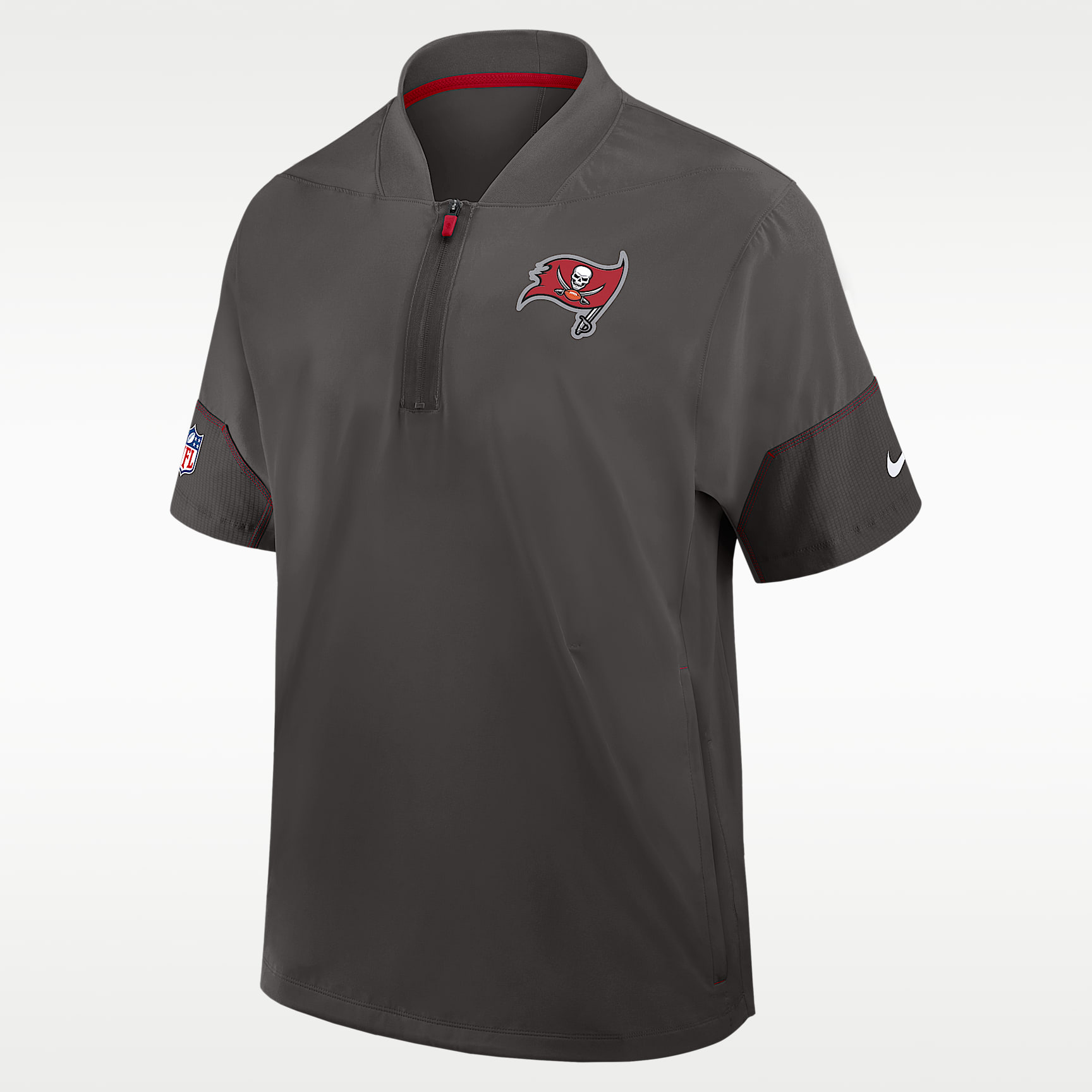 Tampa Bay Buccaneers Sideline Coach Men's Nike NFL 1/2-Zip Short-Sleeve Hooded Jacket