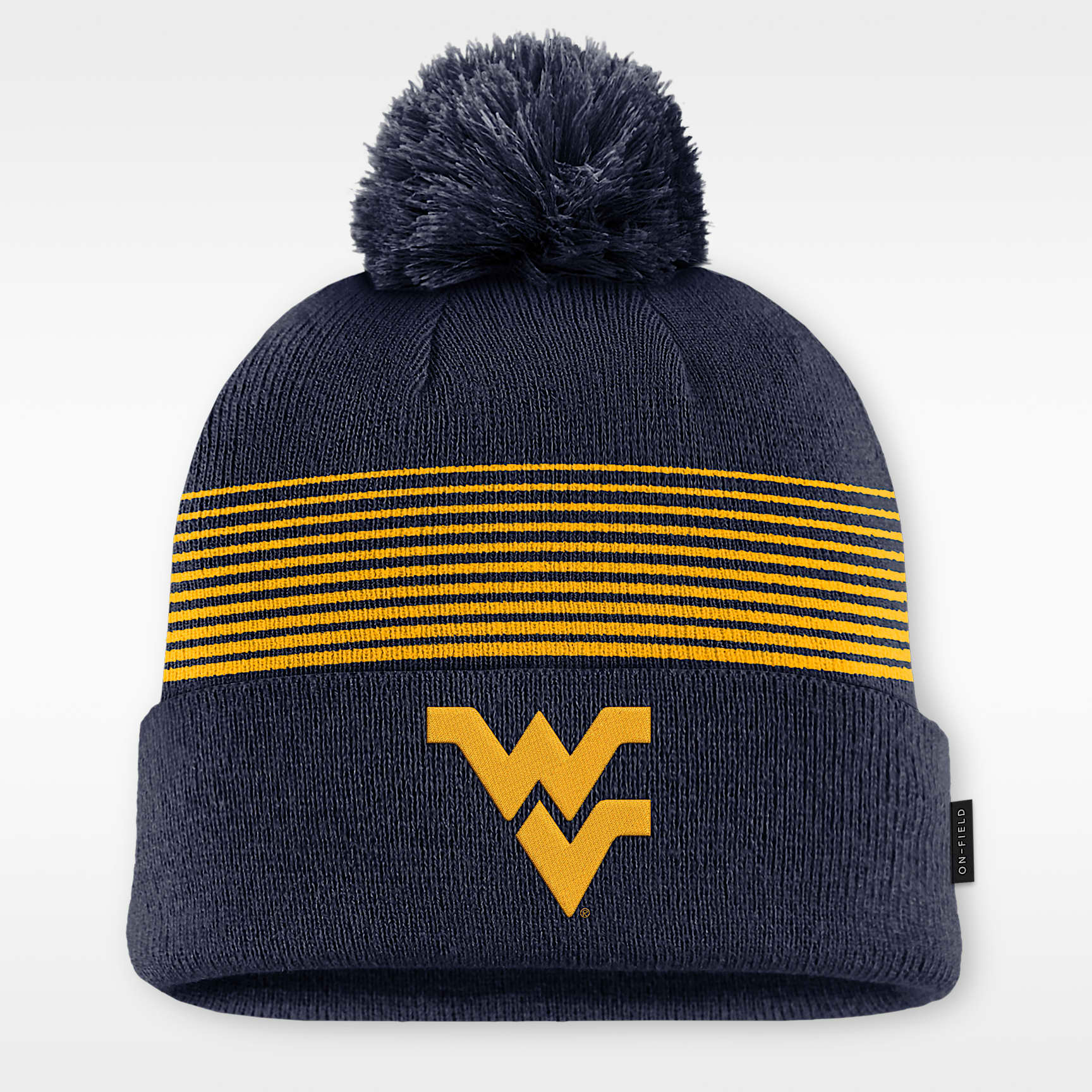 West Virginia Sideline Peak Men's Nike College Cuffed Pom Beanie