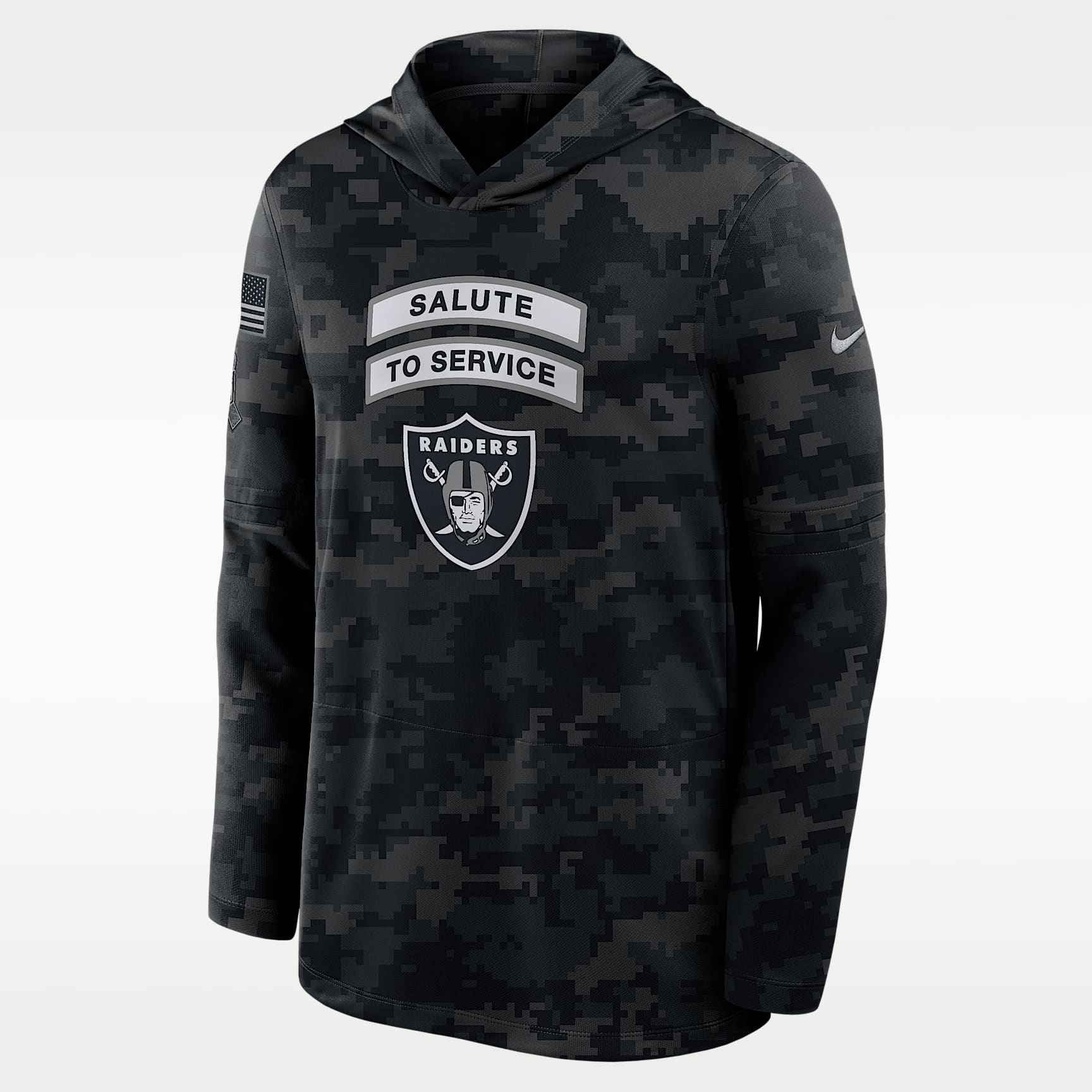 Las Vegas Raiders Salute to Service Sideline Men's Nike Dri-FIT NFL Long-Sleeve Hooded Top
