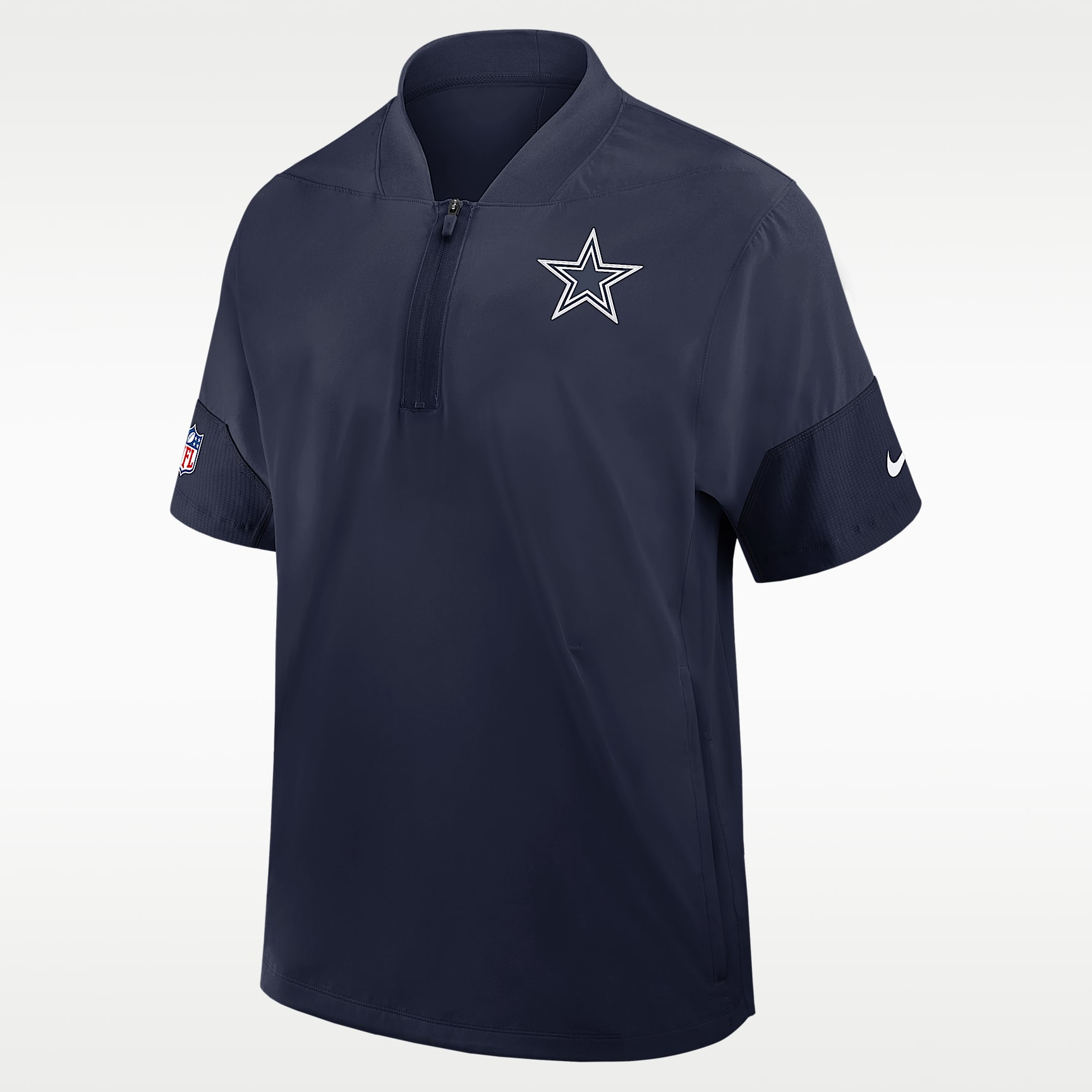 Dallas Cowboys Sideline Coach Men's Nike NFL 1/2-Zip Short-Sleeve Hooded Jacket
