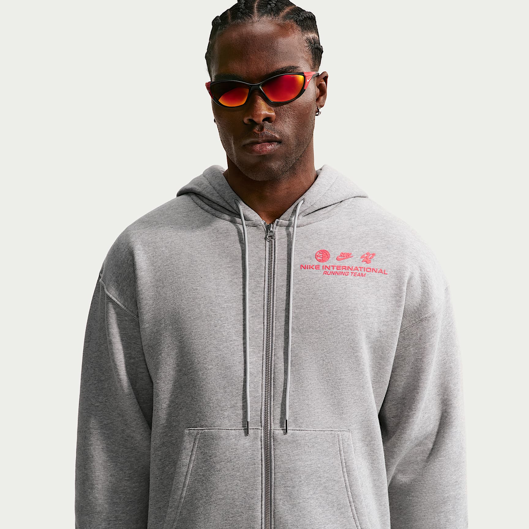 Ανδρική φλις μπλούζα με κουκούλα και φερμουάρ σε όλο το μήκος για τρέξιμο Nike