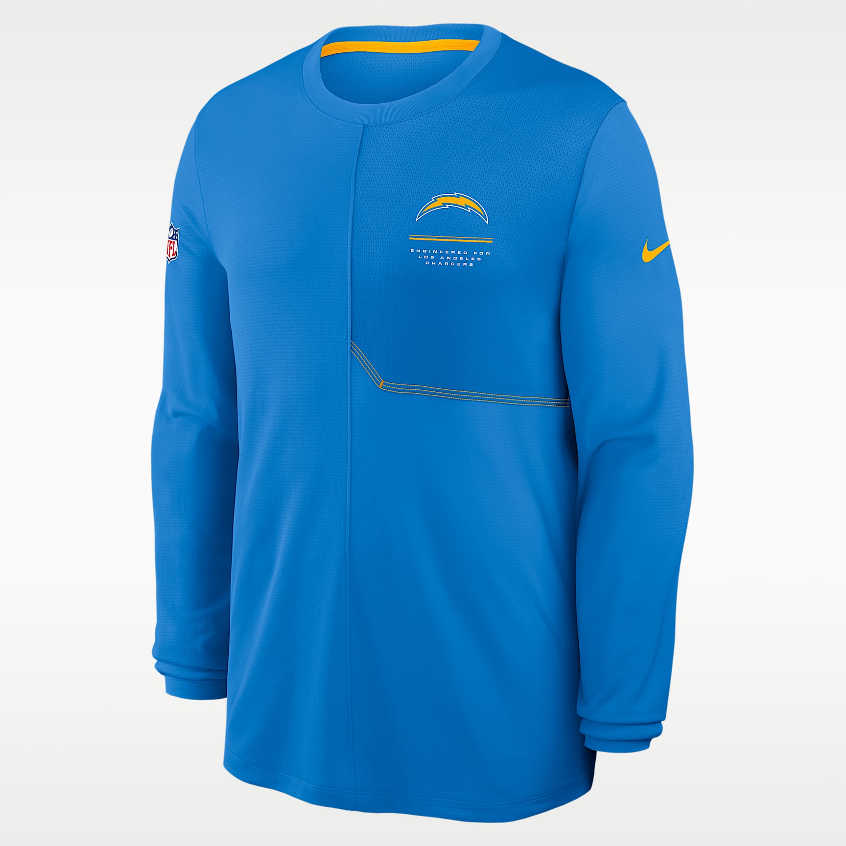 Playera de manga larga Nike Dri-FIT de la NFL para hombre Los Angeles Chargers Sideline Coach