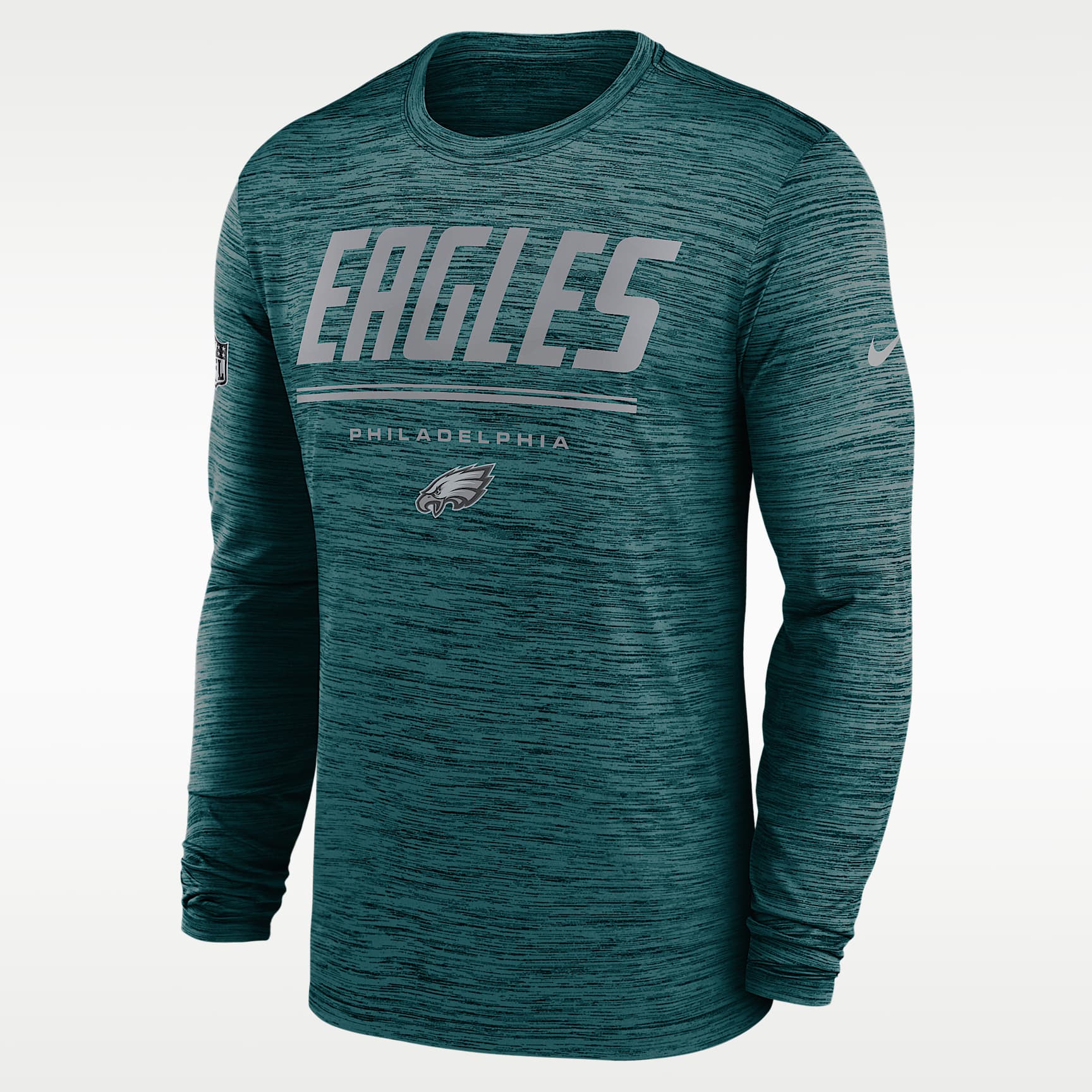 Playera de manga larga Nike Dri-FIT de la NFL para hombre Philadelphia Eagles Sideline Team Issue Velocity