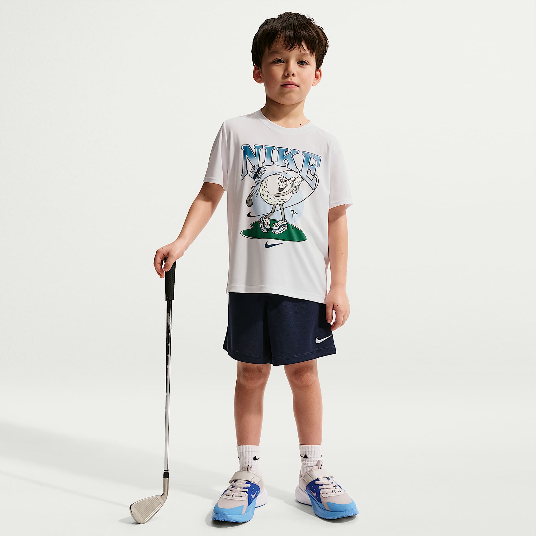 나이키 스포츠웨어 리틀키즈 드라이 핏 포 더 윈 그래픽 티셔츠 및 쇼츠 세트