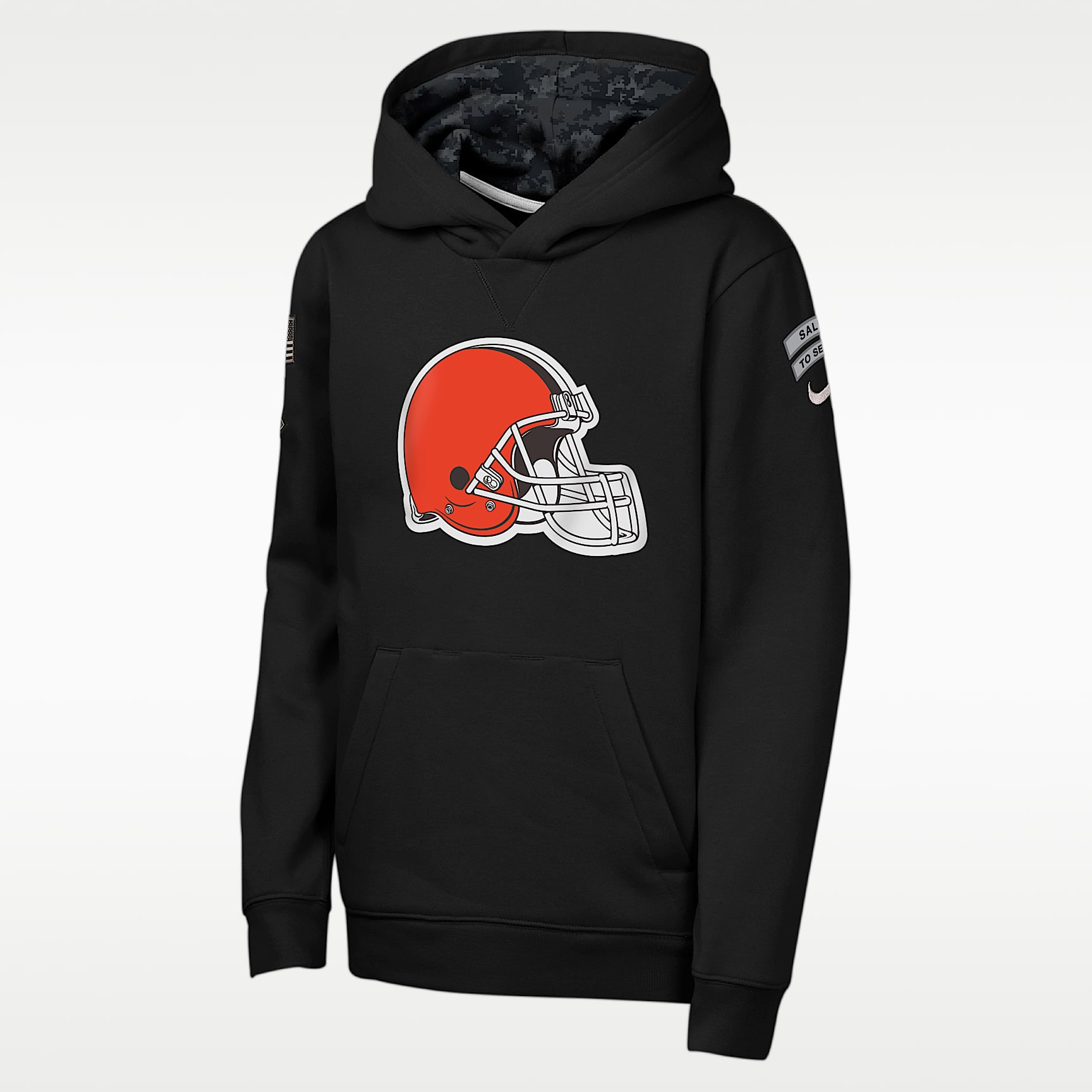Sudadera con gorro sin cierre Nike de la NFL para niños talla grande Cleveland Browns Salute to Service Sideline Club