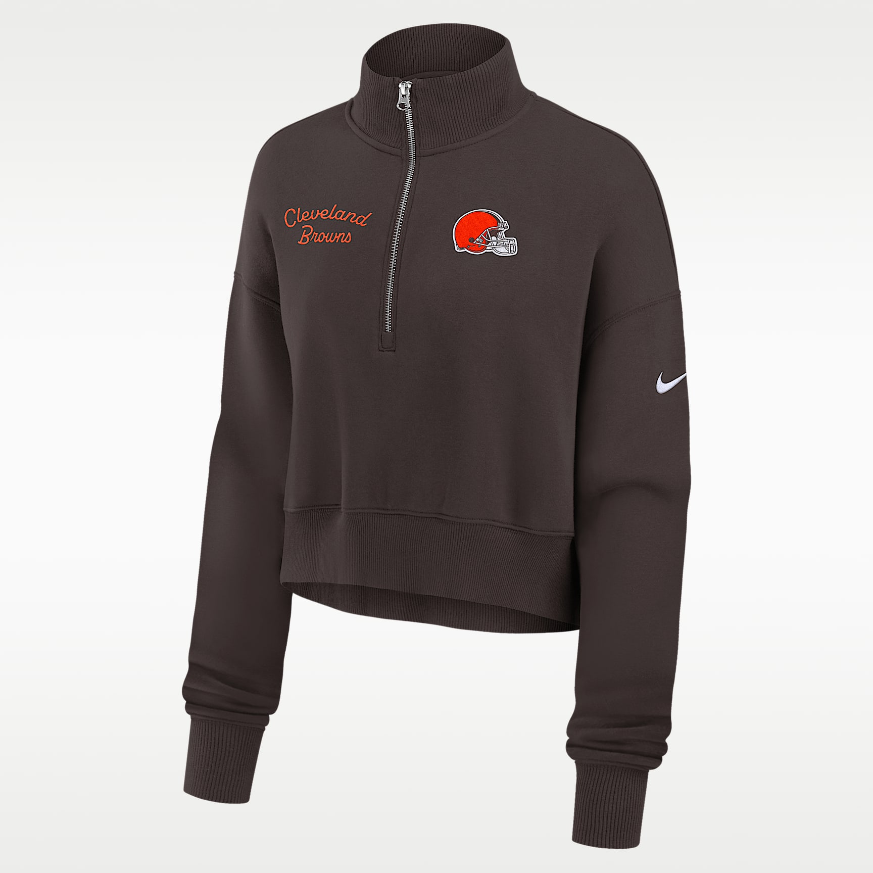 Cleveland Browns Phoenix Women's Nike NFL Cropped 1/4-Zip Crew