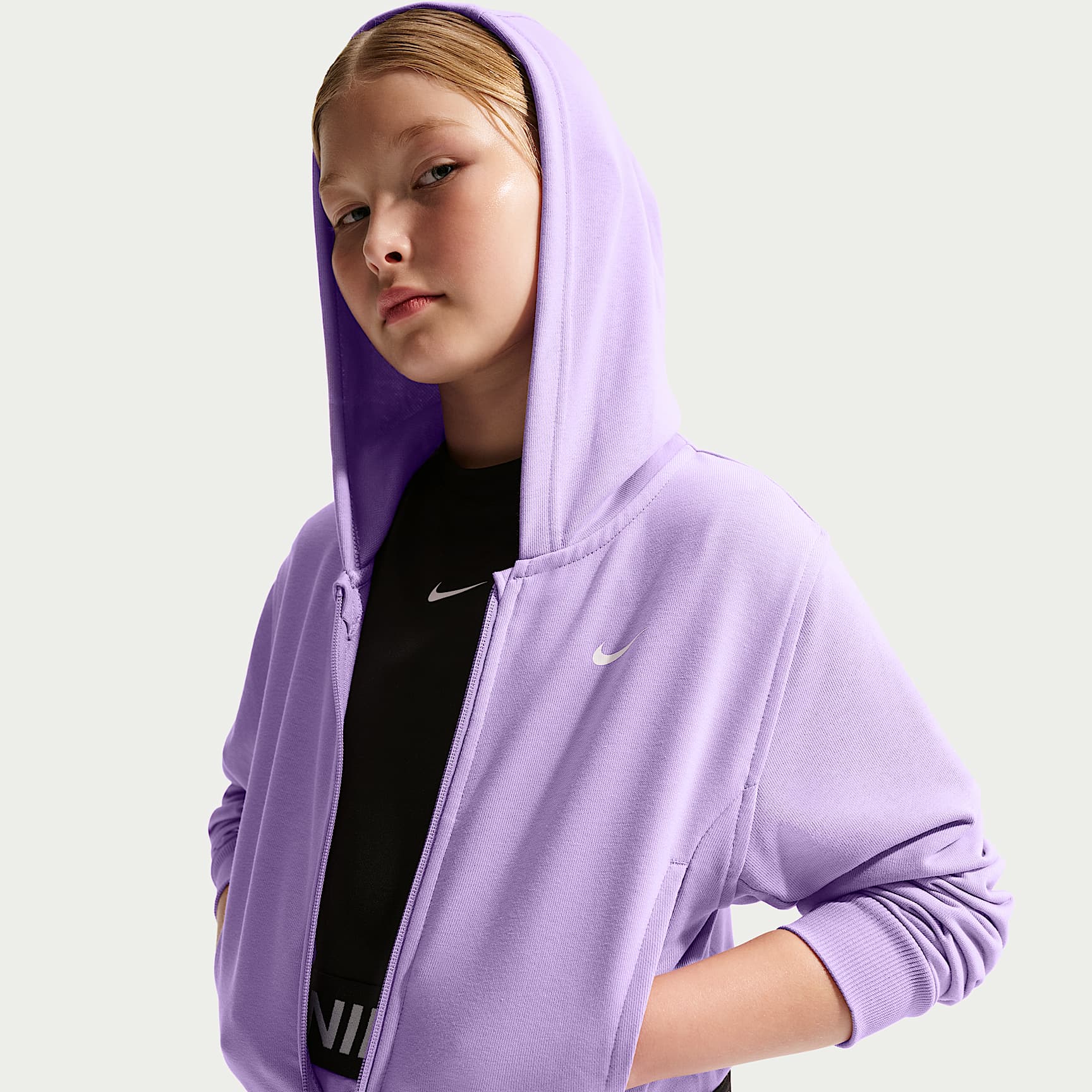 Nike Pro Fleece Big Kids' (Girls') Dri-FIT Full-Zip Hoodie