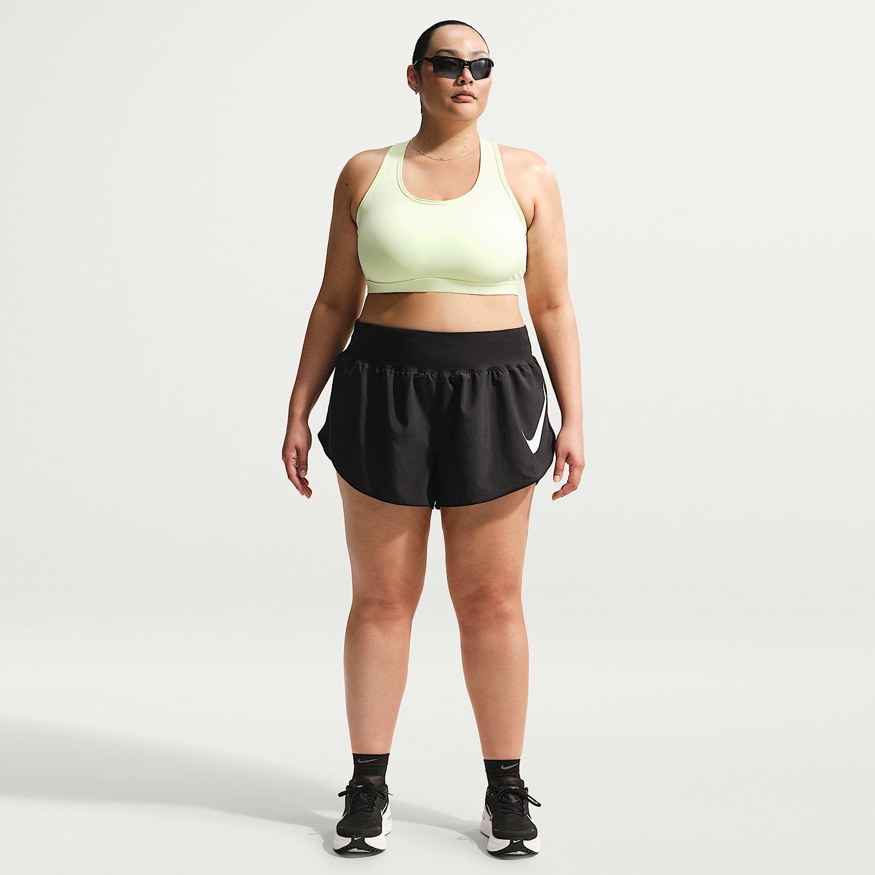 Nike Tempo Flow Swoosh Women's Dri-FIT Mid-Rise Brief-Lined Running Shorts (Plus Size)