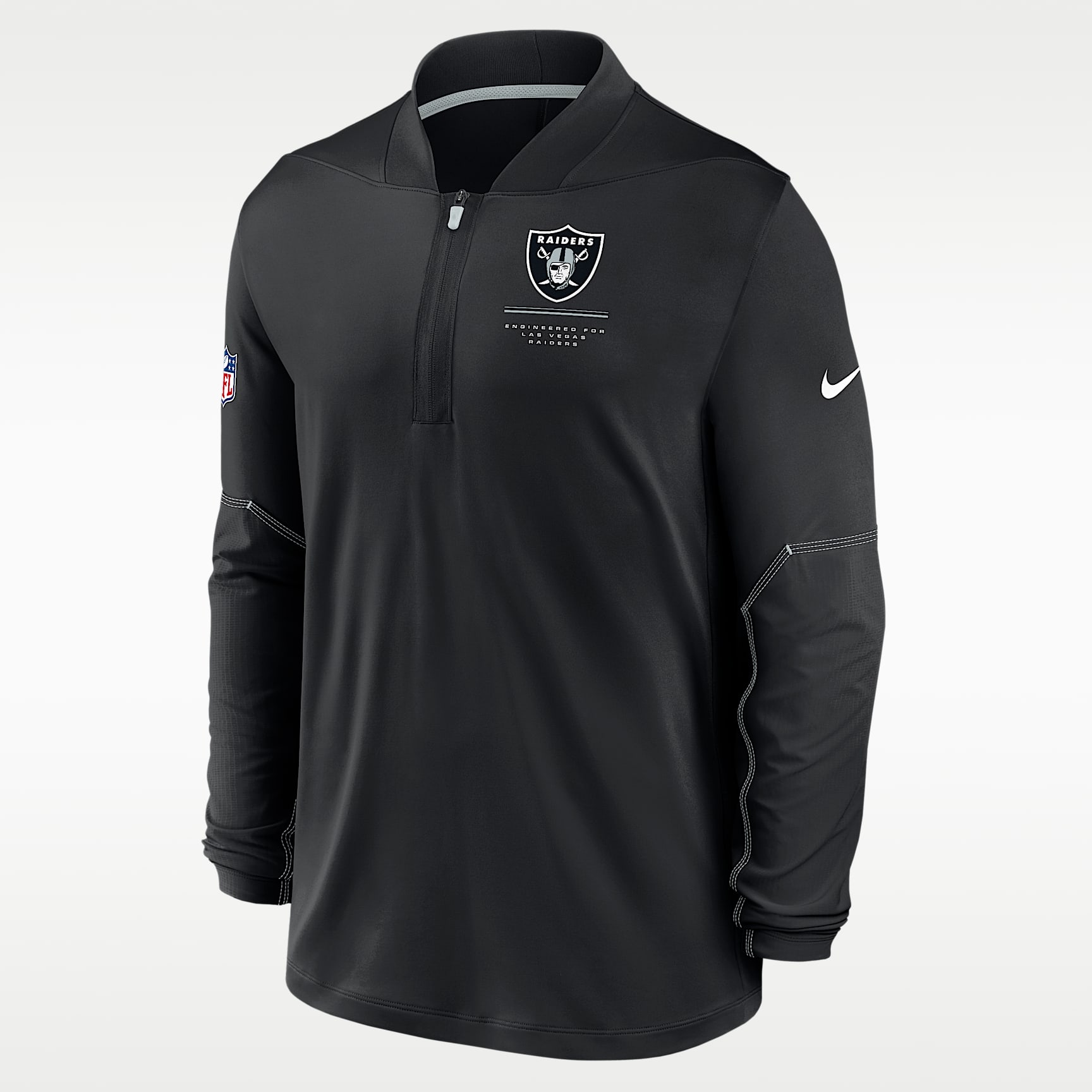 Playera Nike Dri-FIT de la NFL de medio cierre para hombre Las Vegas Raiders Sideline