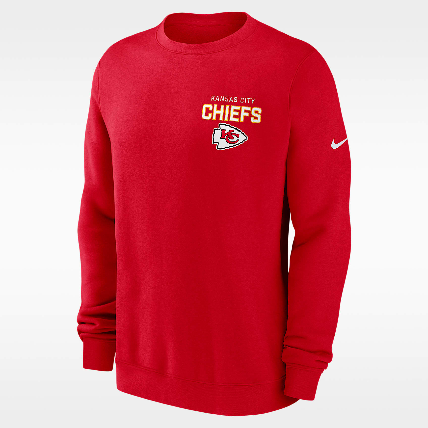 Sudadera de cuello redondo sin cierre Nike de la NFL para hombre Kansas City Chiefs Draw Block Club