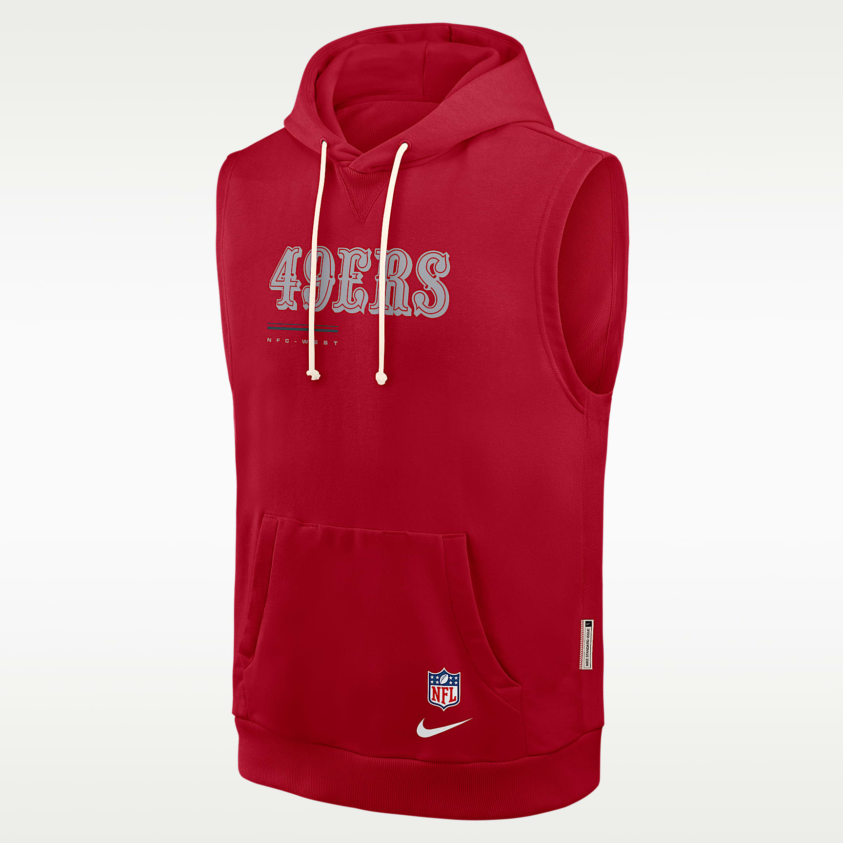 Sudadera con gorro sin cierre sin mangas Nike Dri-FIT de la NFL para hombre San Francisco 49ers Sideline