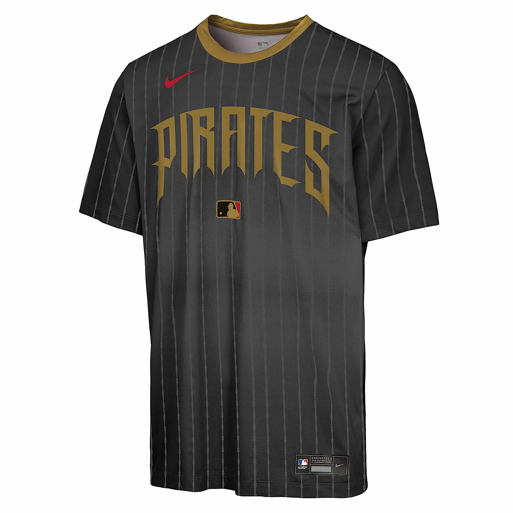 Playera Nike Dri-FIT de la MLB para niños talla grande Pittsburgh Pirates Authentic Collection City Connect Velocity