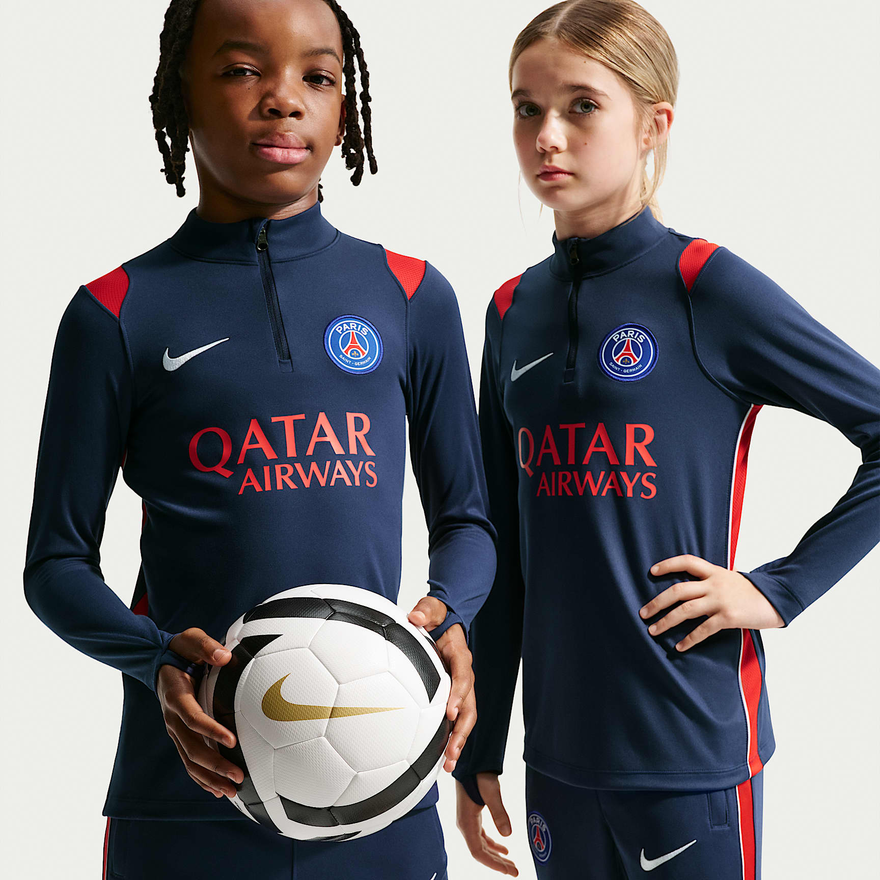 Maskinstrikkede Paris Saint-Germain Academy Pro-Nike Dri-FIT-fodboldtræningstrøje til større børn