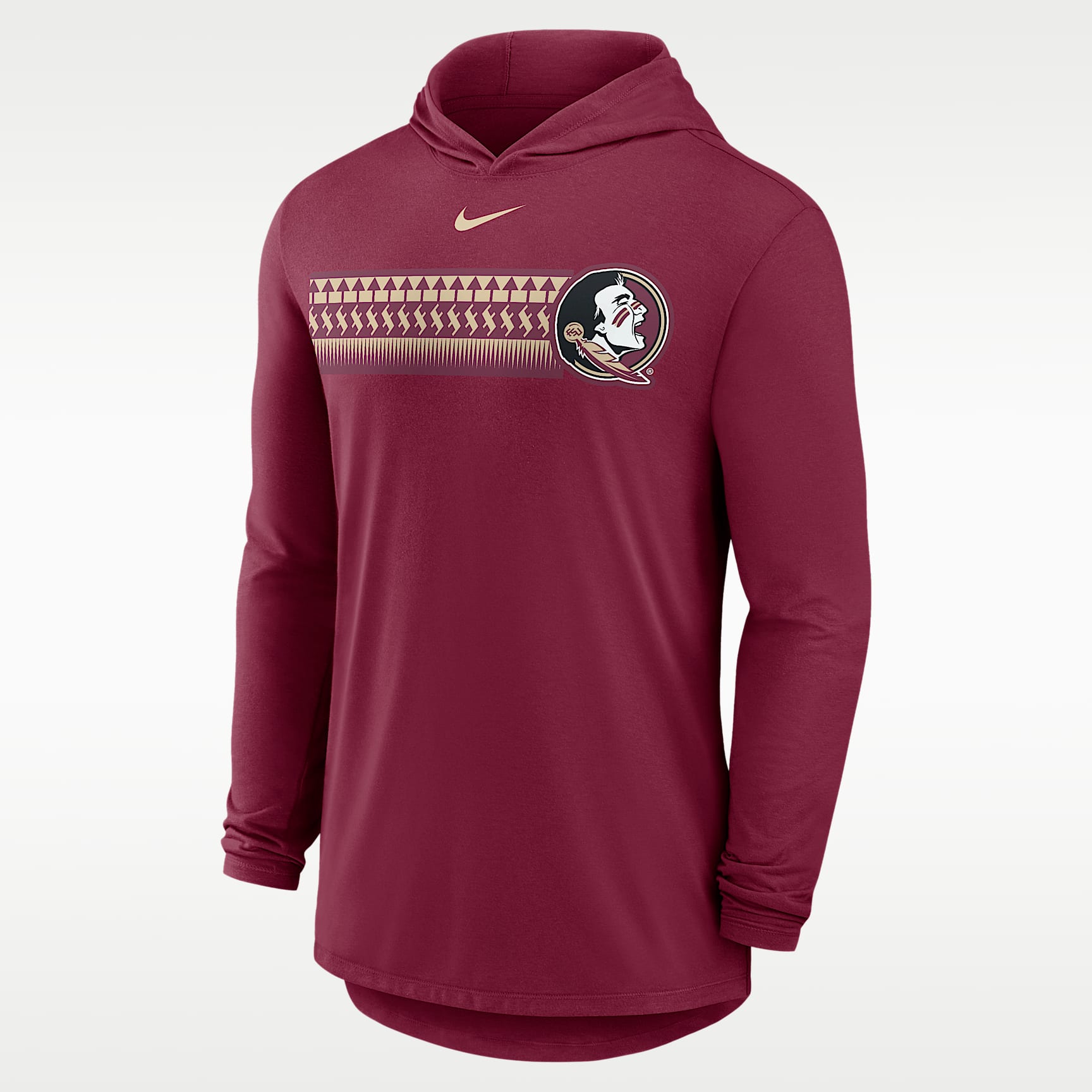 Playera universitaria Nike Dri-FIT con gorro de manga larga para hombre Florida State Primetime Pattern