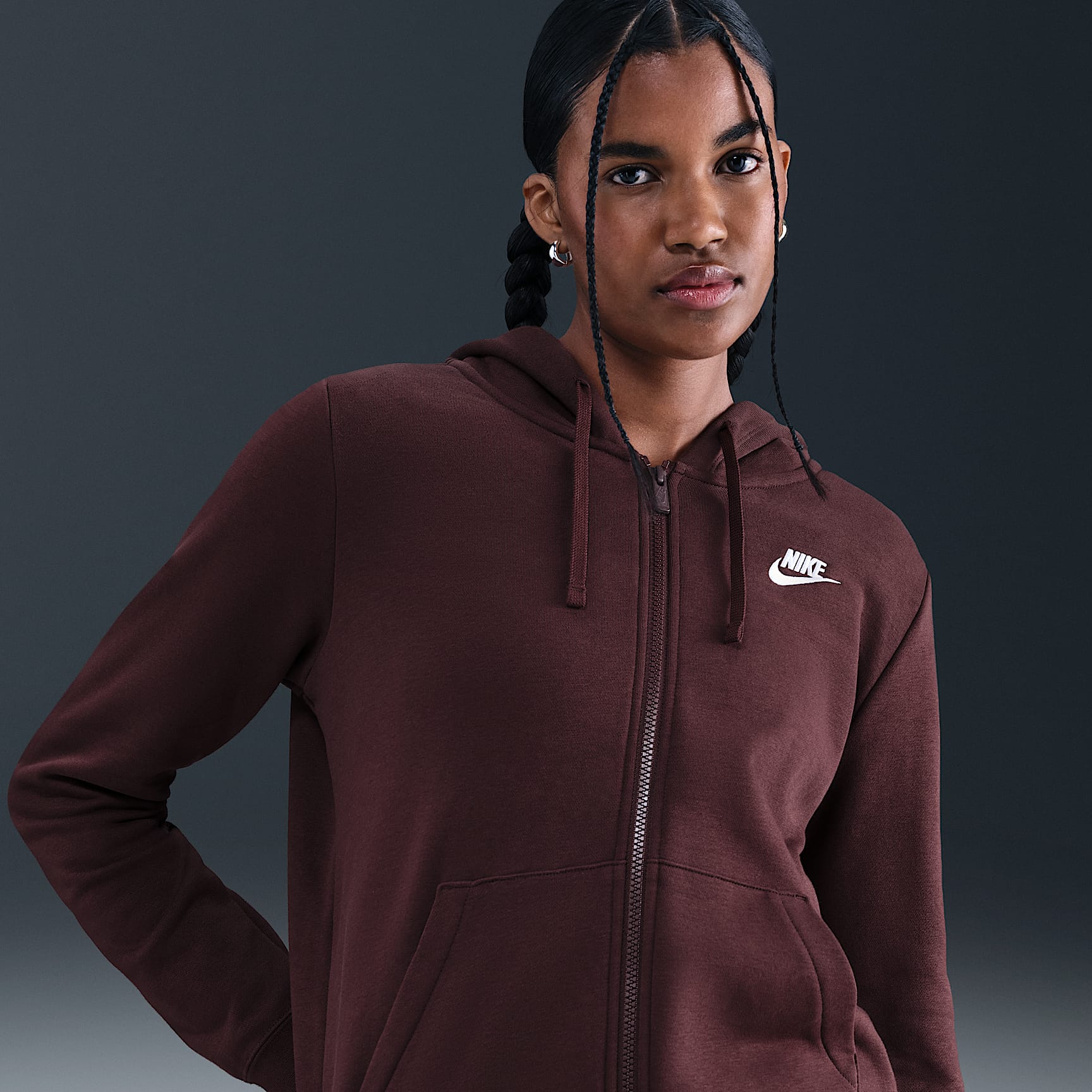 Sudadera con gorro de cierre completo para mujer Nike Sportswear Club Fleece