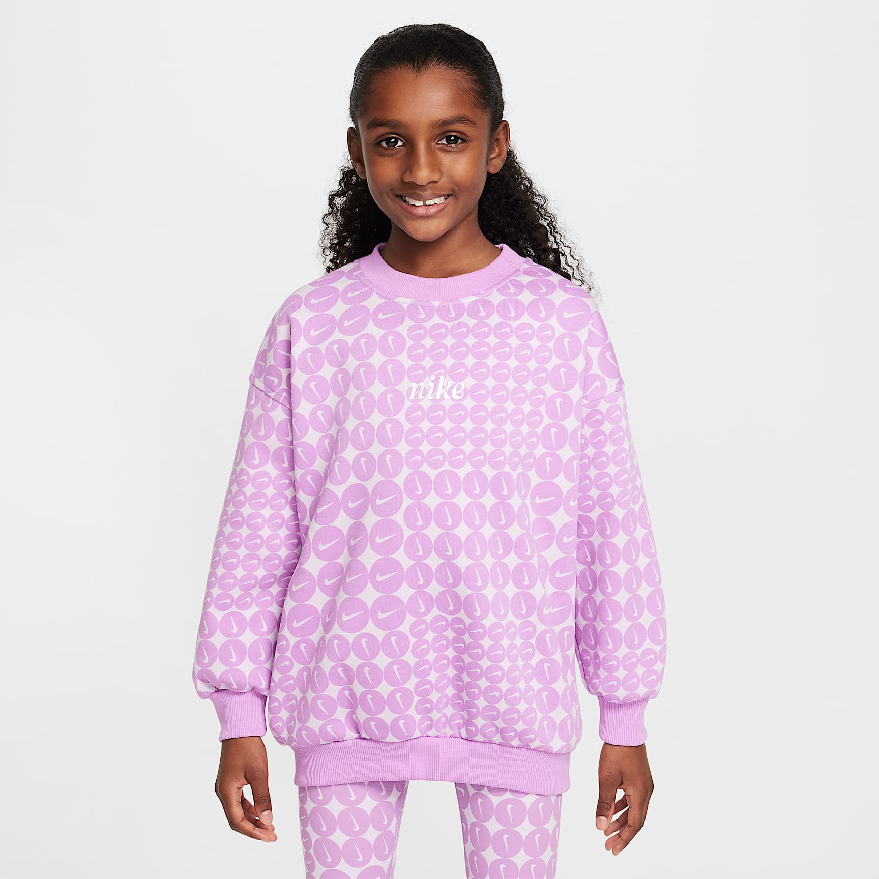 Sudadera de cuello redondo oversized para niña talla grande Nike Sportswear Club Fleece