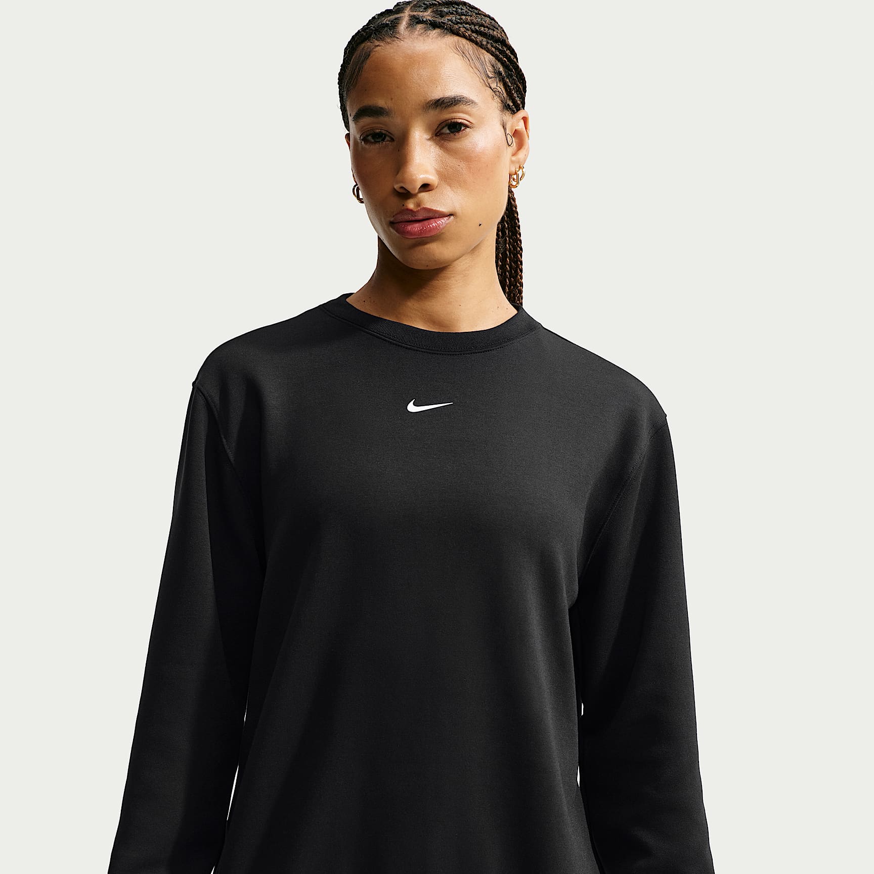 Sudadera de cuello redondo Dri-FIT para mujer Nike Studio Fleece Sport