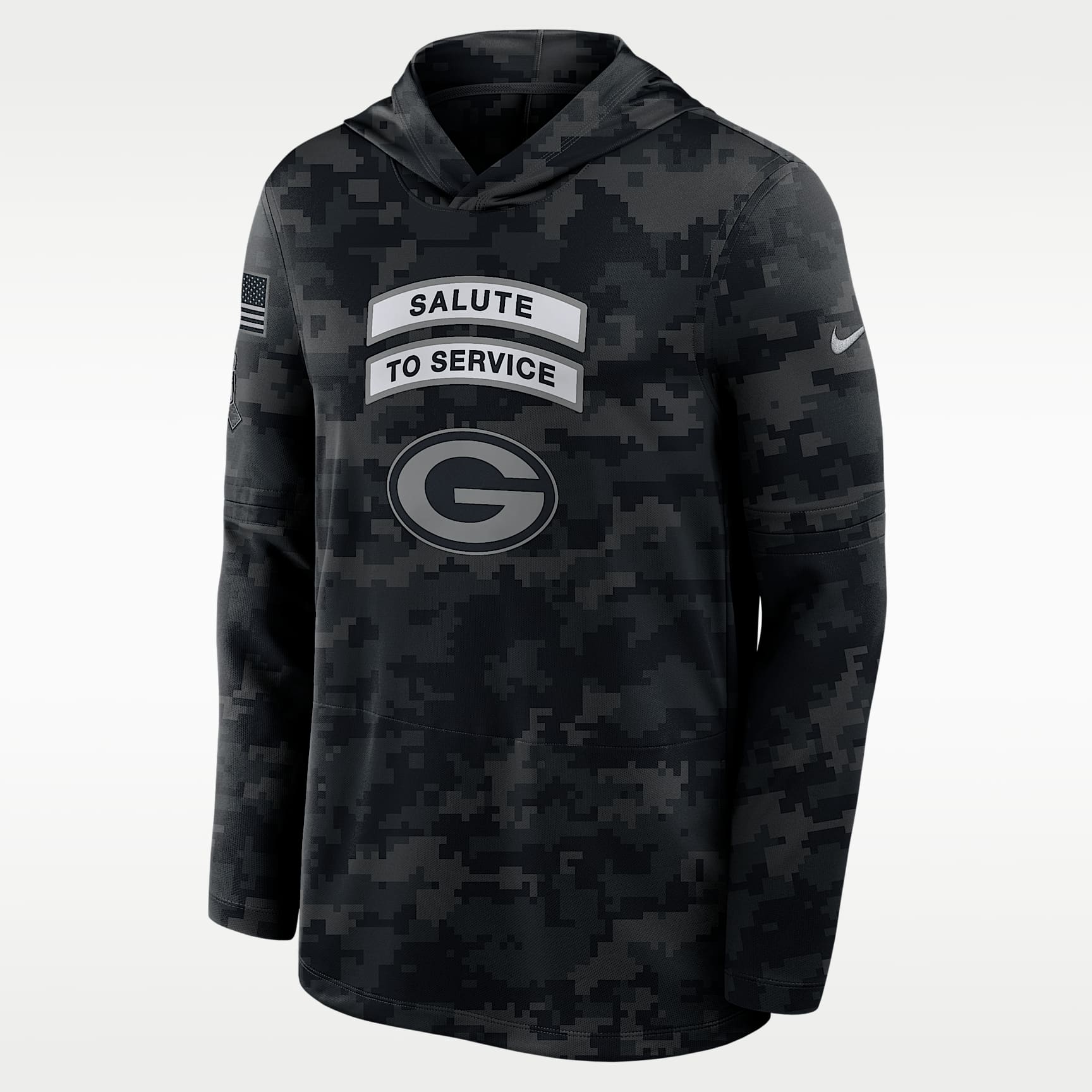 Green Bay Packers Salute to Service Sideline Men's Nike Dri-FIT NFL Long-Sleeve Hooded Top