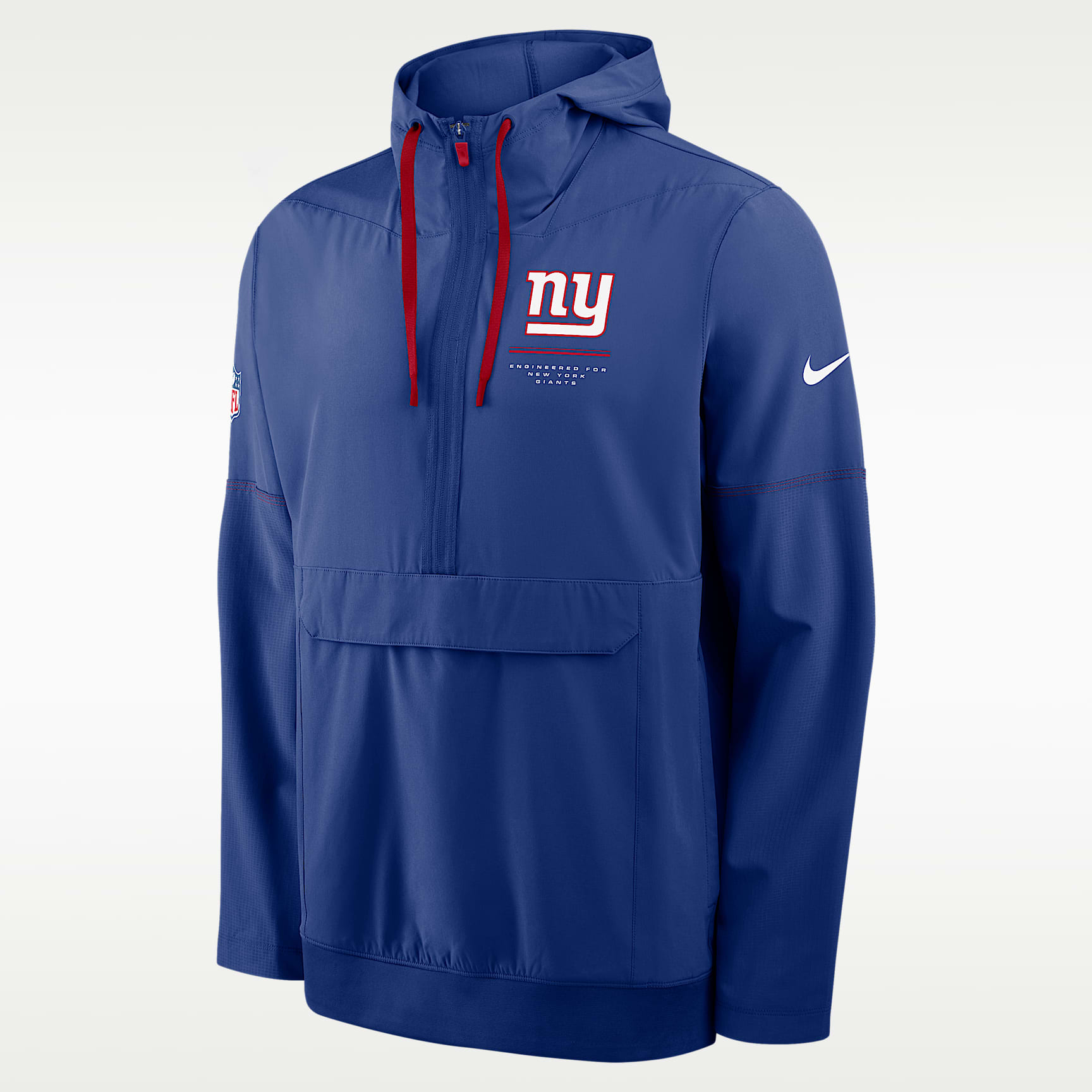 Chamarra Nike de la NFL de medio cierre con gorro para hombre New York Giants Sideline Anorak