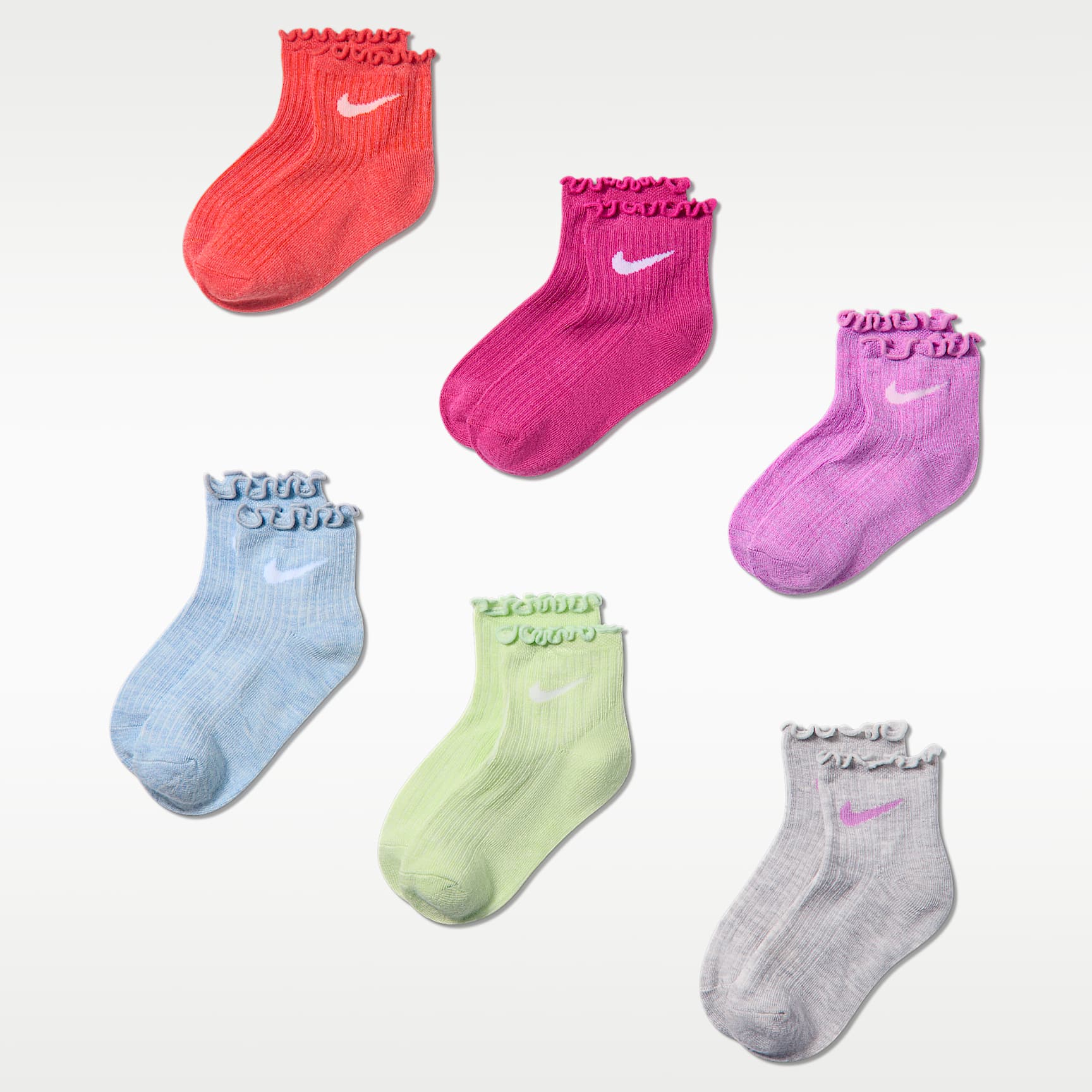 Nike Kids' Lettuce Welt Ankle Socks (6 Pairs)