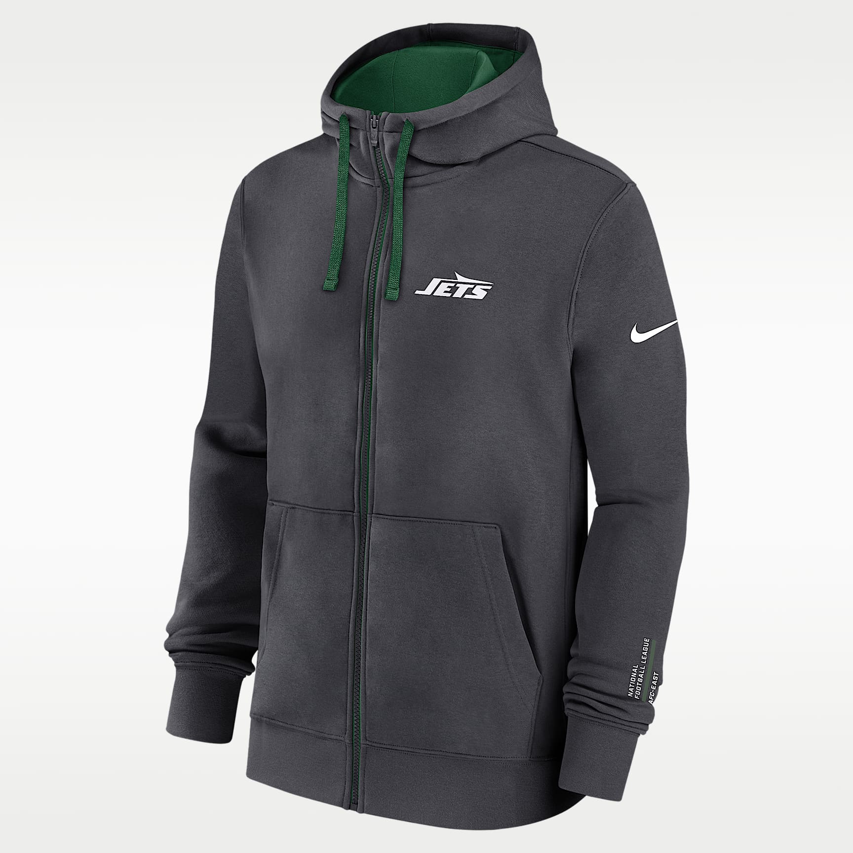 Sudadera con gorro Nike de la NFL de cierre completo para hombre New York Jets Playbook Page Club
