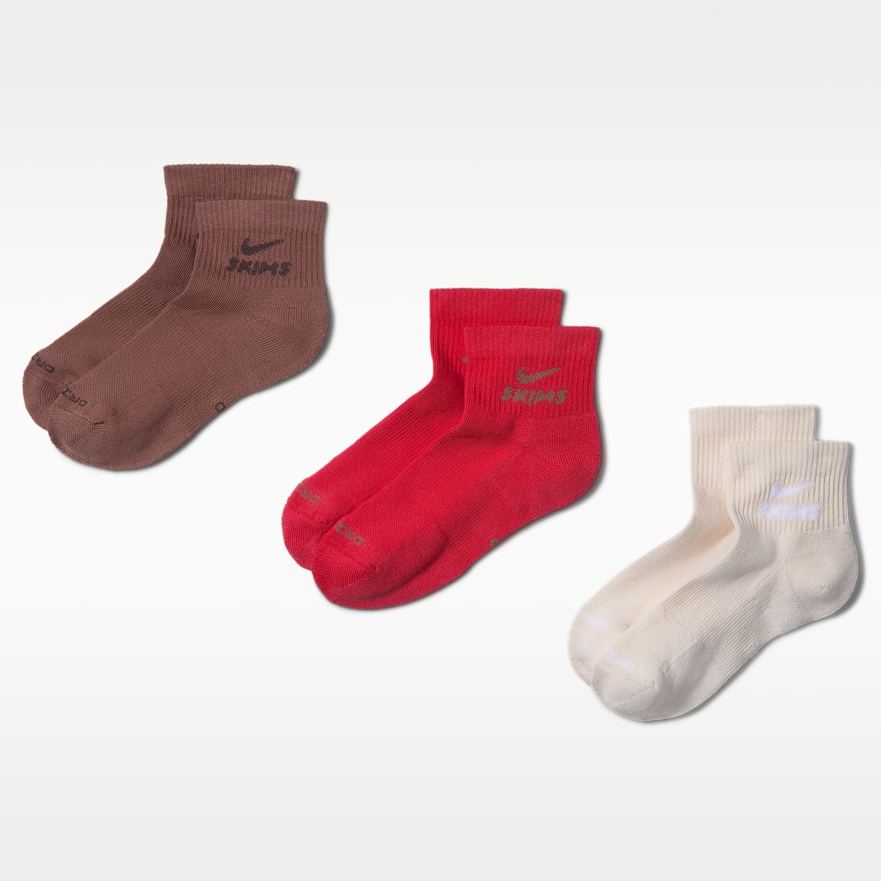 NikeSKIMS Dri-FIT Quarter-Length Socks (3 Pairs)