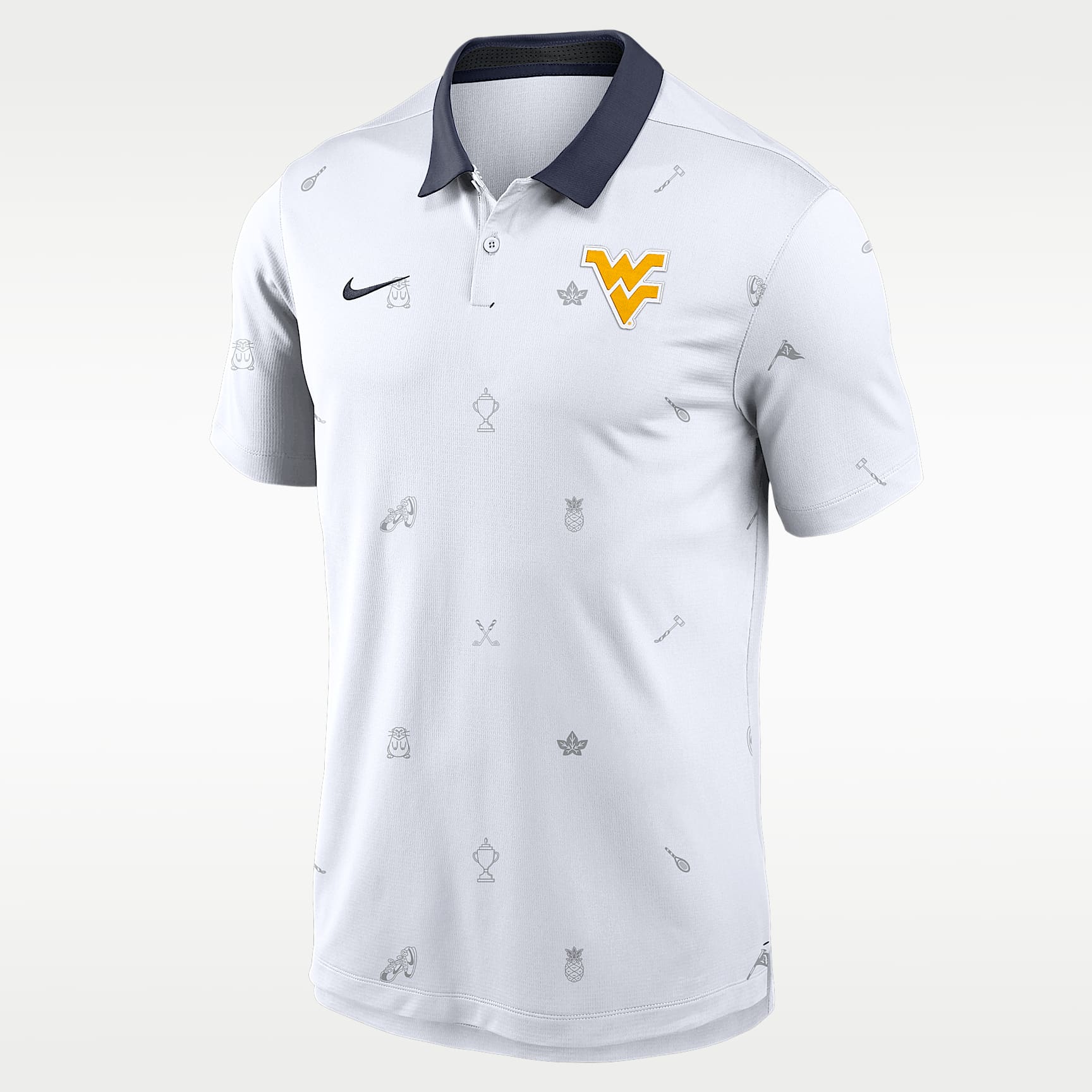 Polo universitario West Virginia Vapor Pattern para hombre con tecnología Nike Dri-FIT