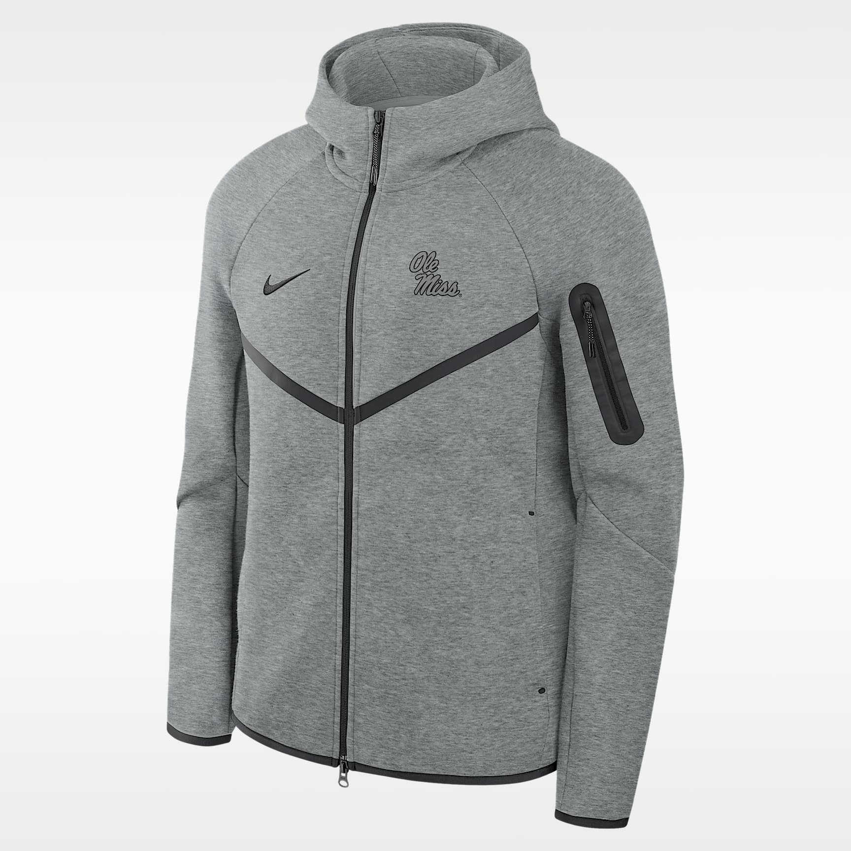 Sudadera con gorro de básquetbol Nike de tejido Fleece de cierre completo para hombre Ole Miss Rebels Tech