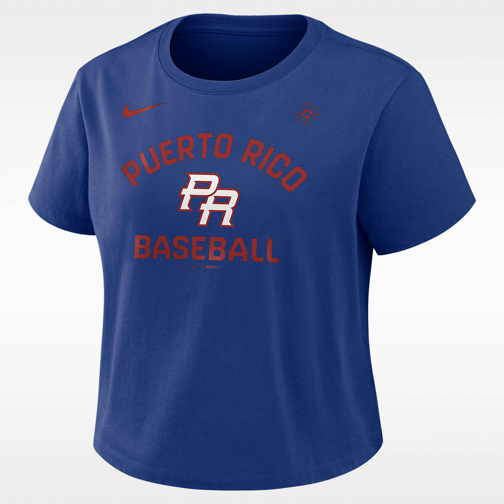 Playera Nike cropped para mujer Puerto Rico National Baseball Team 2026 World Baseball Classic Mod