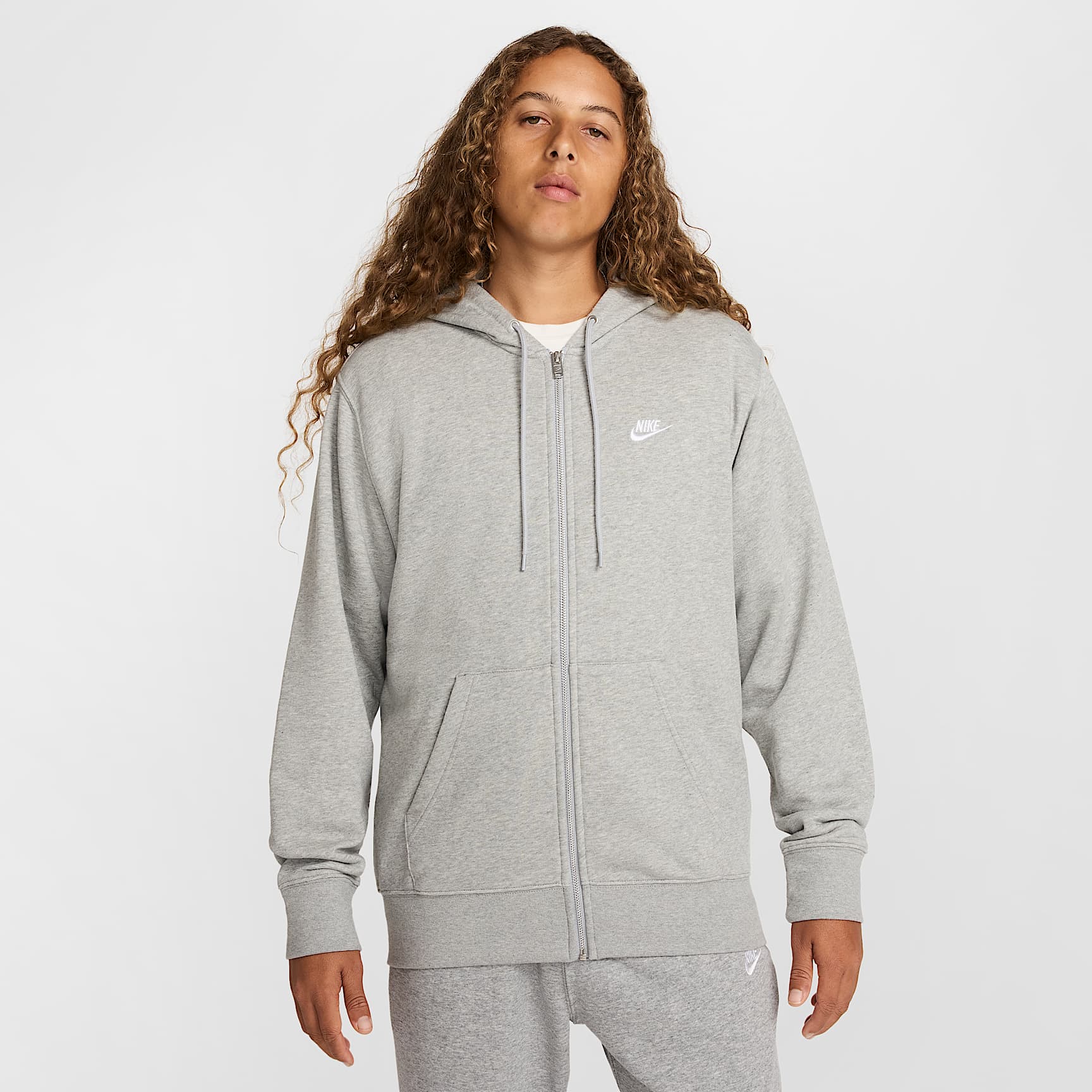 Huvtröja Nike Club i sweatshirttyg med hel dragkedja för män
