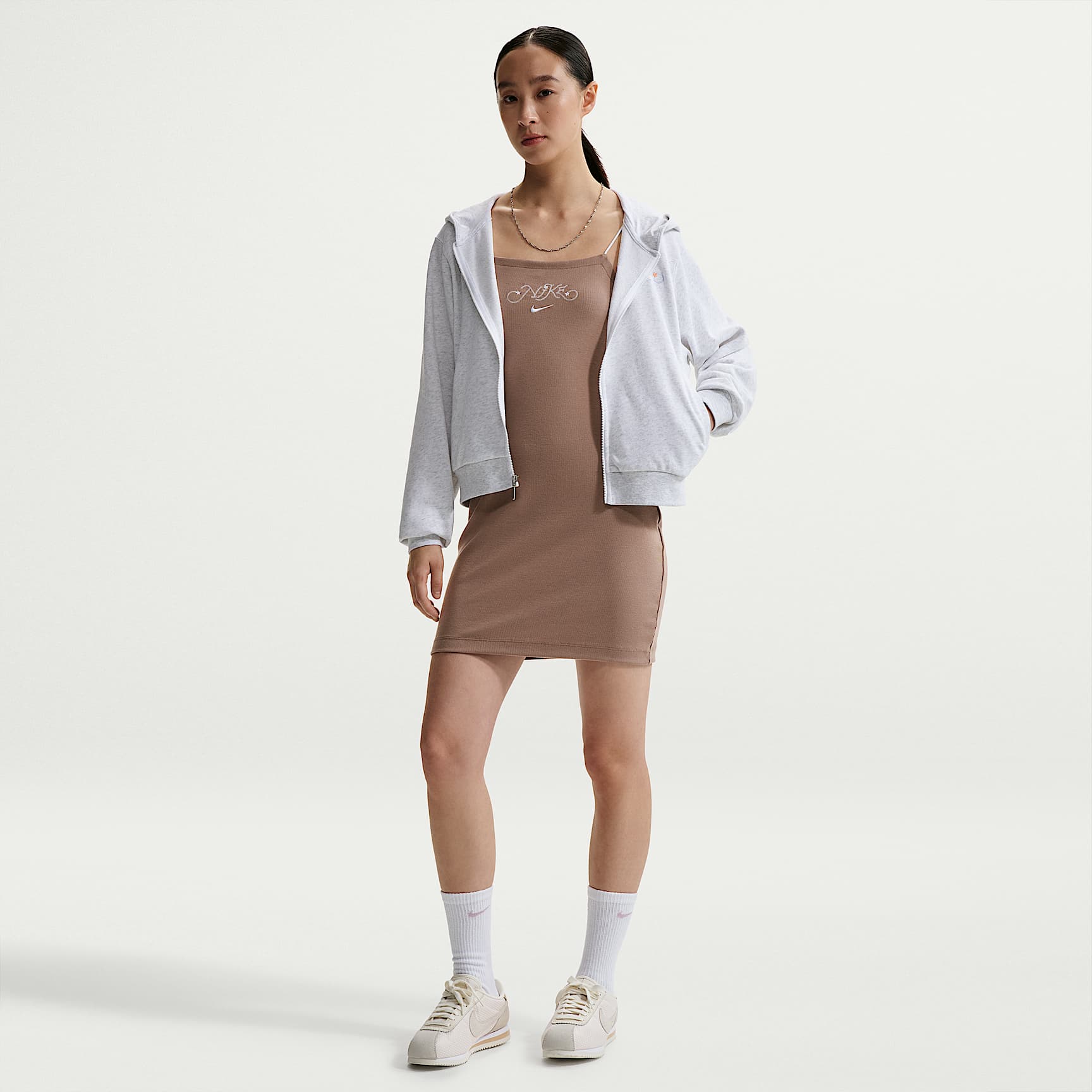 나이키 스포츠웨어 칠 니트 여성 타이트 미니 골지 드레스