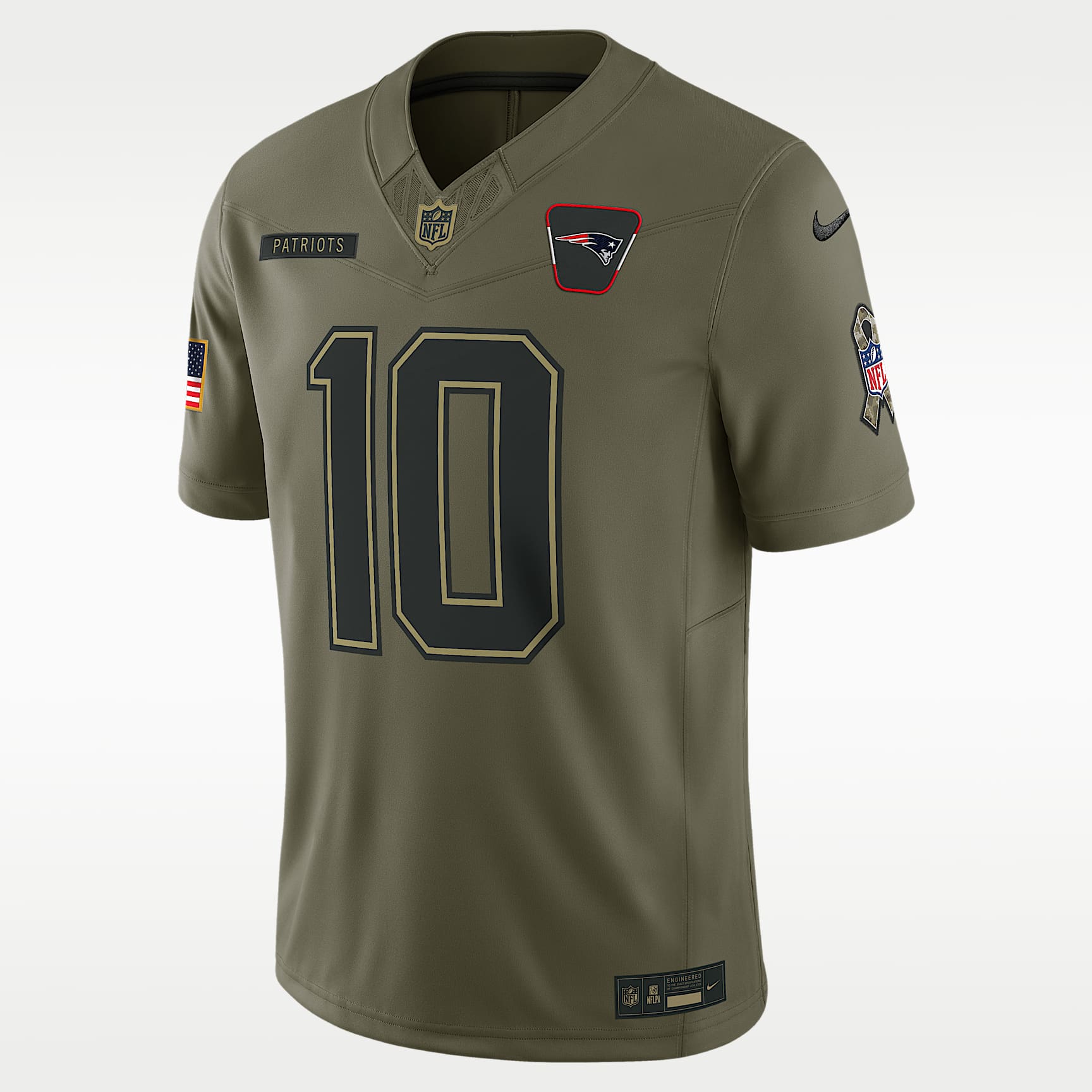 Drake Maye New England Patriots Salute to Service Men's Nike Dri-FIT NFL Limited Jersey