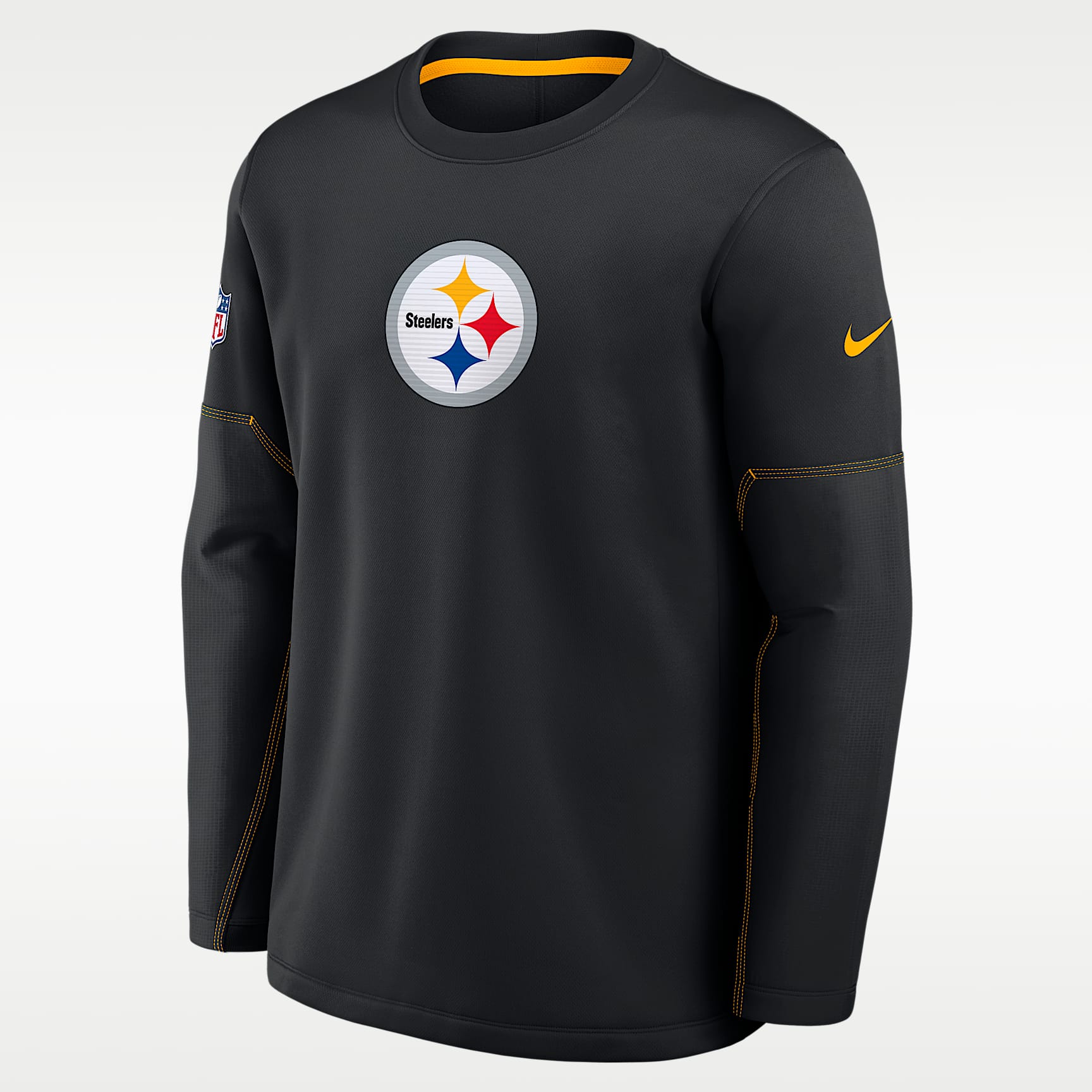 Playera de manga larga Nike Therma-FIT de la NFL para hombre Pittsburgh Steelers Sideline Coaches