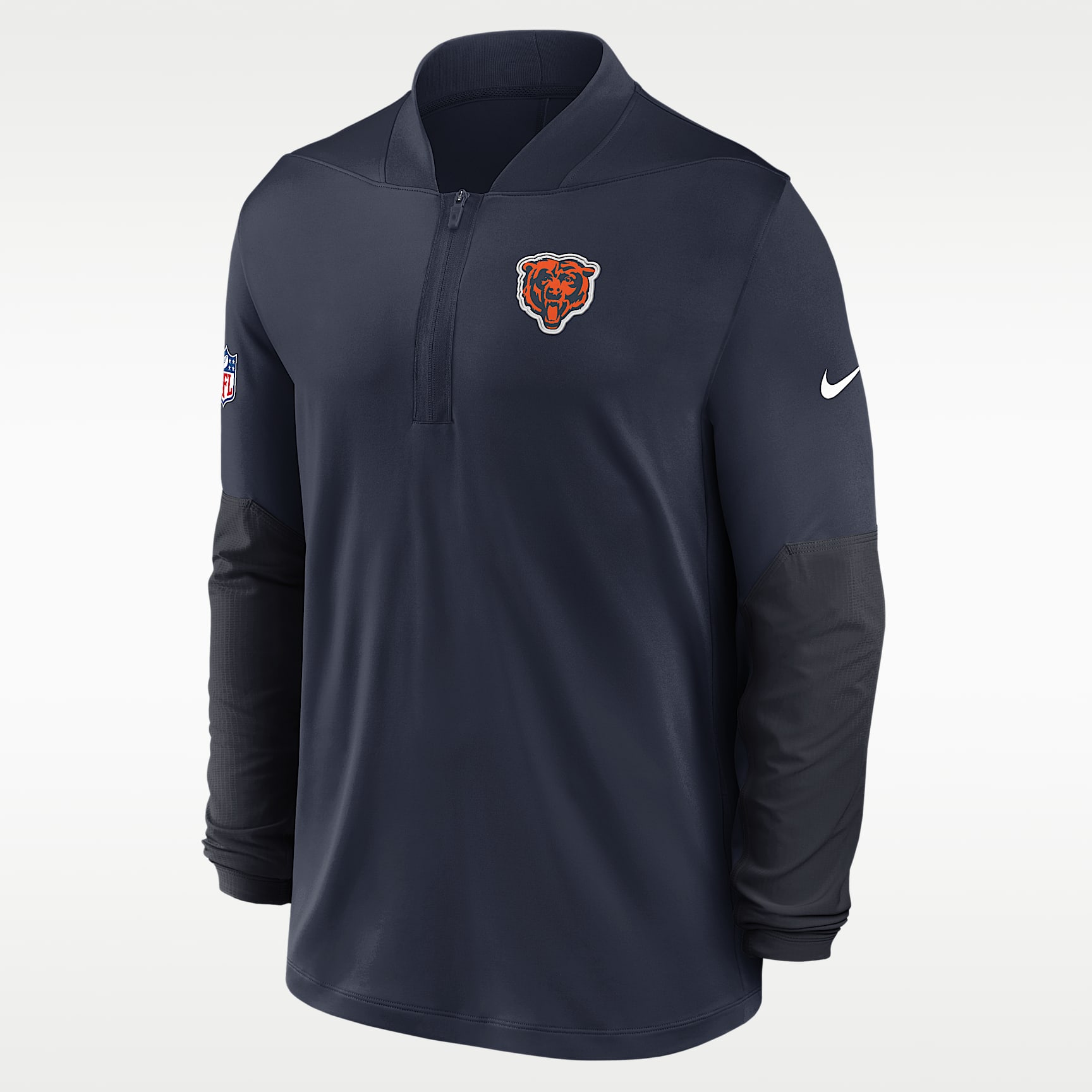 Playera Nike Dri-FIT de la NFL de medio cierre para hombre Chicago Bears Feel the Pressure