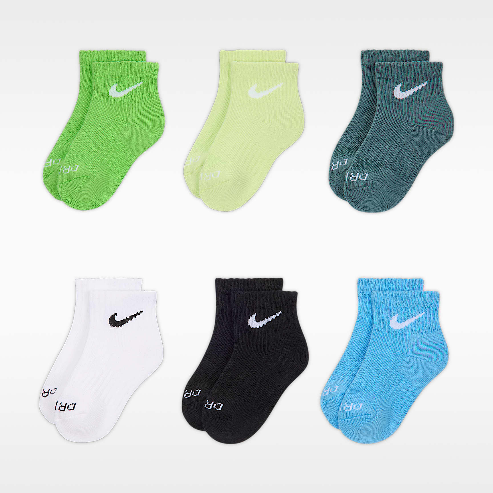 Nike Dri-FIT Performance Basics Little Kids' Quarter Socks (6 Pairs)