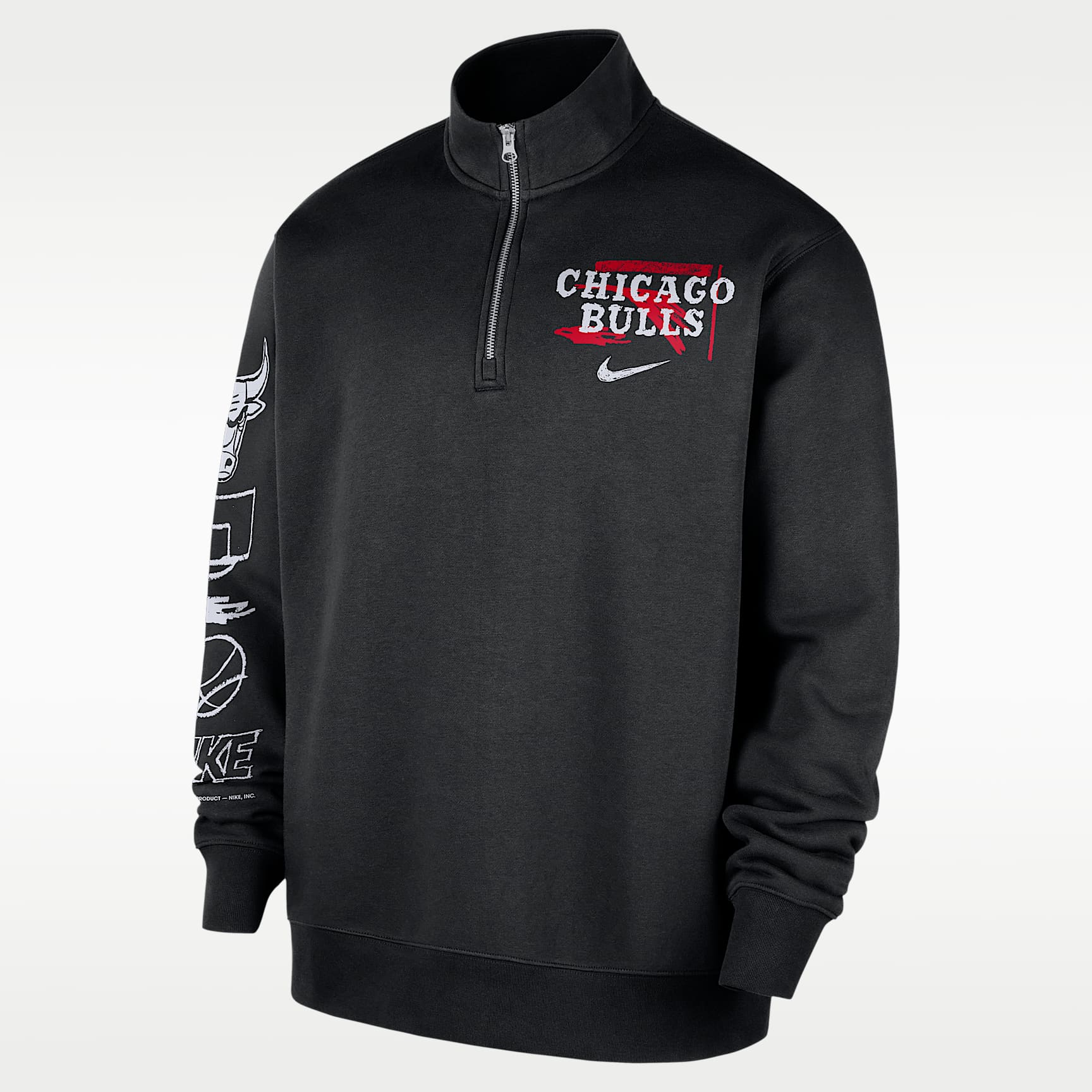 Chicago Bulls Courtside Nike NBA Club Oberteil mit Halbreißverschluss für Herren