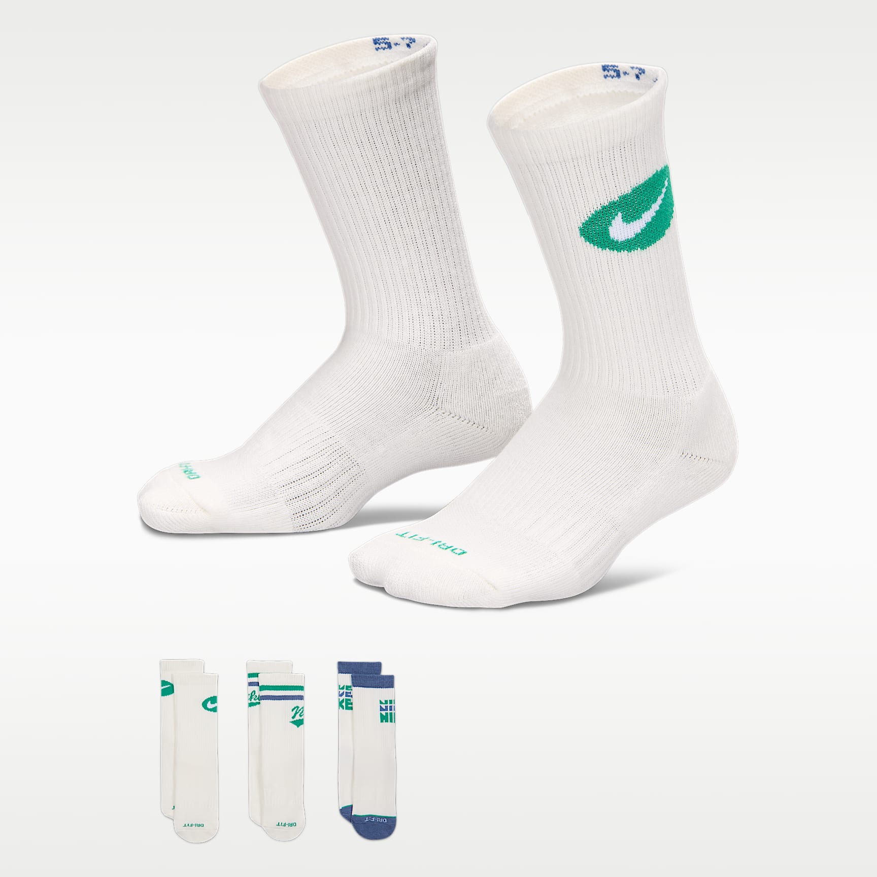 Calcetas Dri-FIT Retro con gráfico (3 pares) para niños talla pequeña Nike