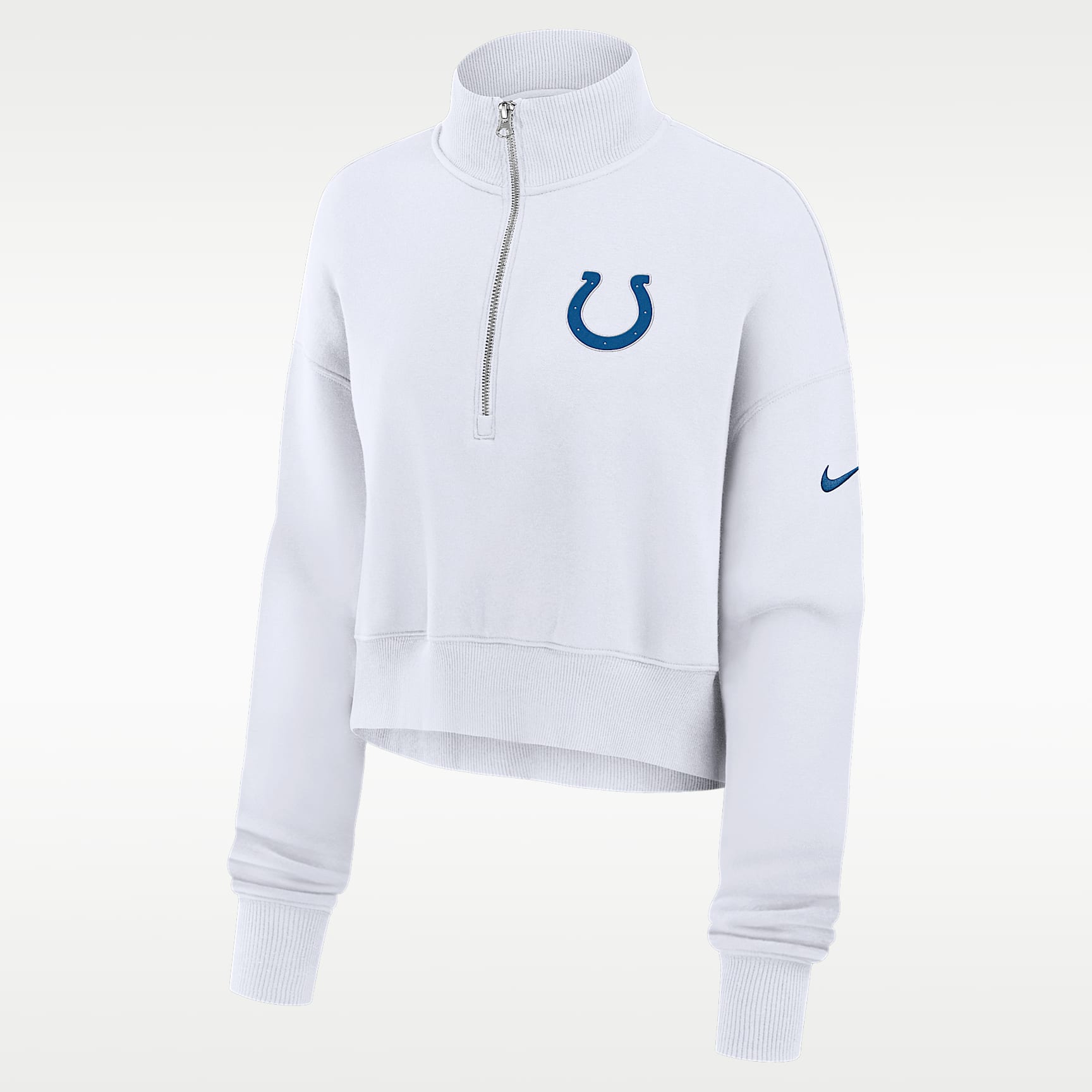 Indianapolis Colts Primetime Phoenix Women's Nike NFL Oversized Cropped 1/4-Zip Crew