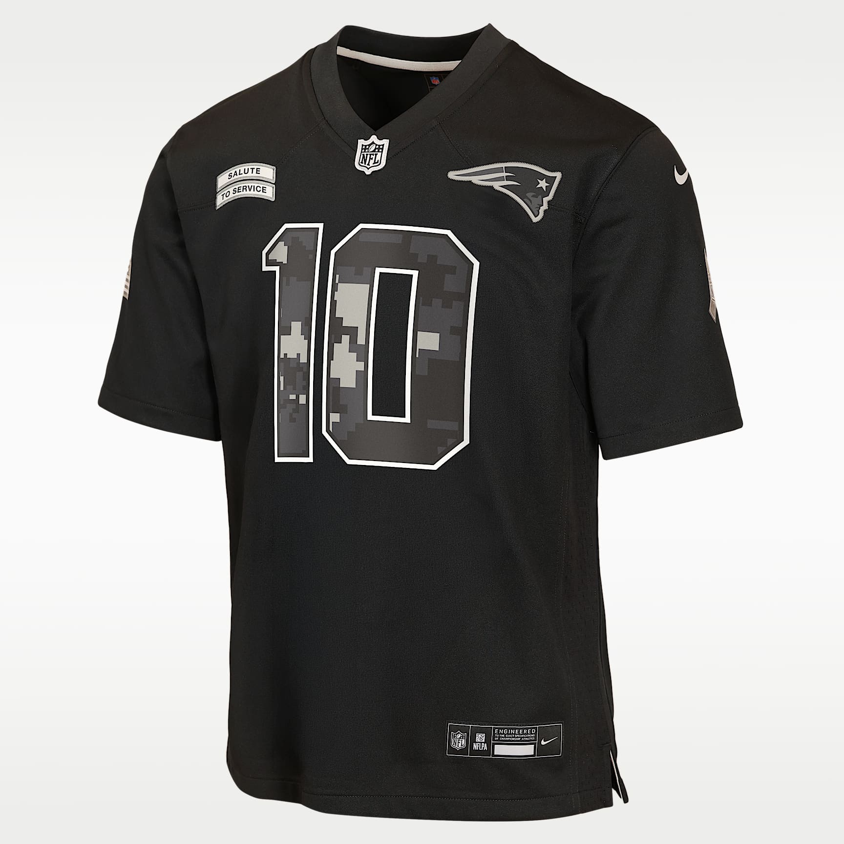 Drake Maye New England Patriots Salute to Service Big Kids' Nike NFL Game Jersey