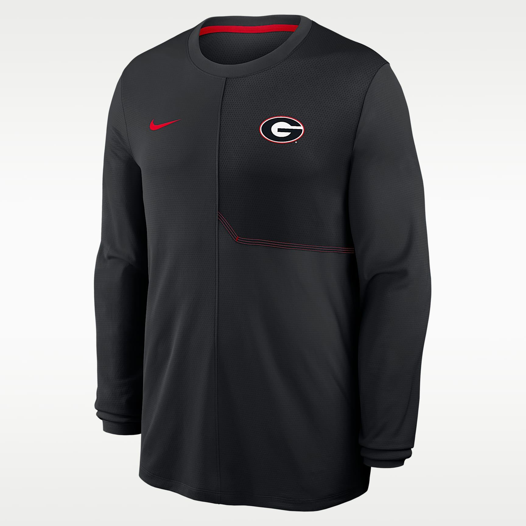 Playera de manga larga universitaria Nike Dri-FIT para hombre Georgia Sideline Coach