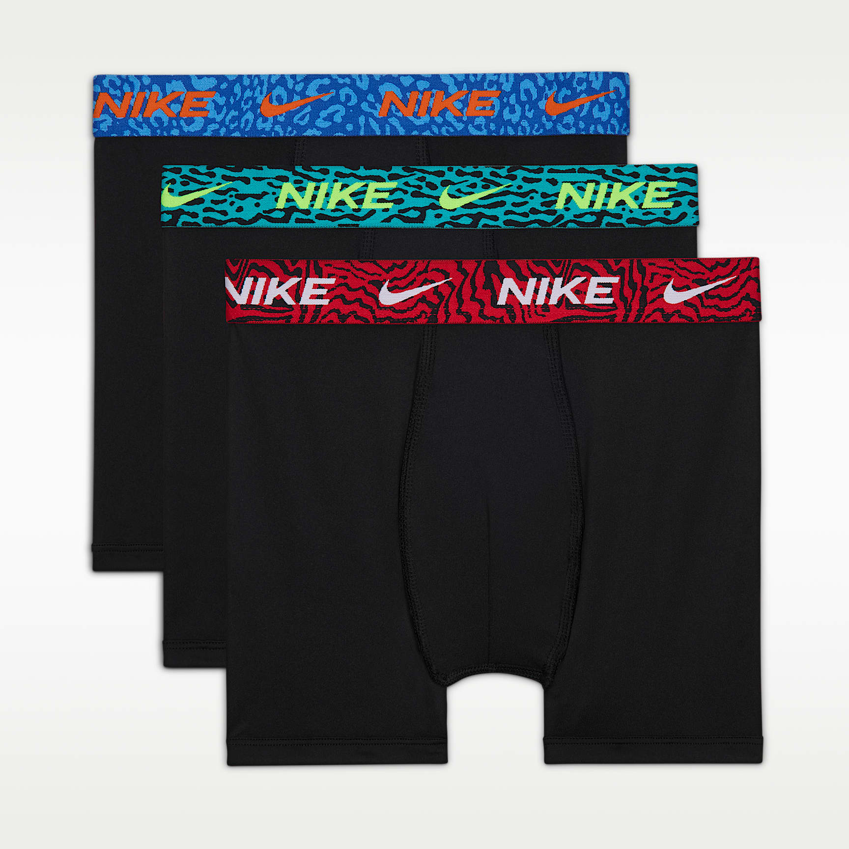 Ropa interior hasta la pretina de jacquard con diseño animal para niños talla grande (paquete de 3) Nike Dri-FIT