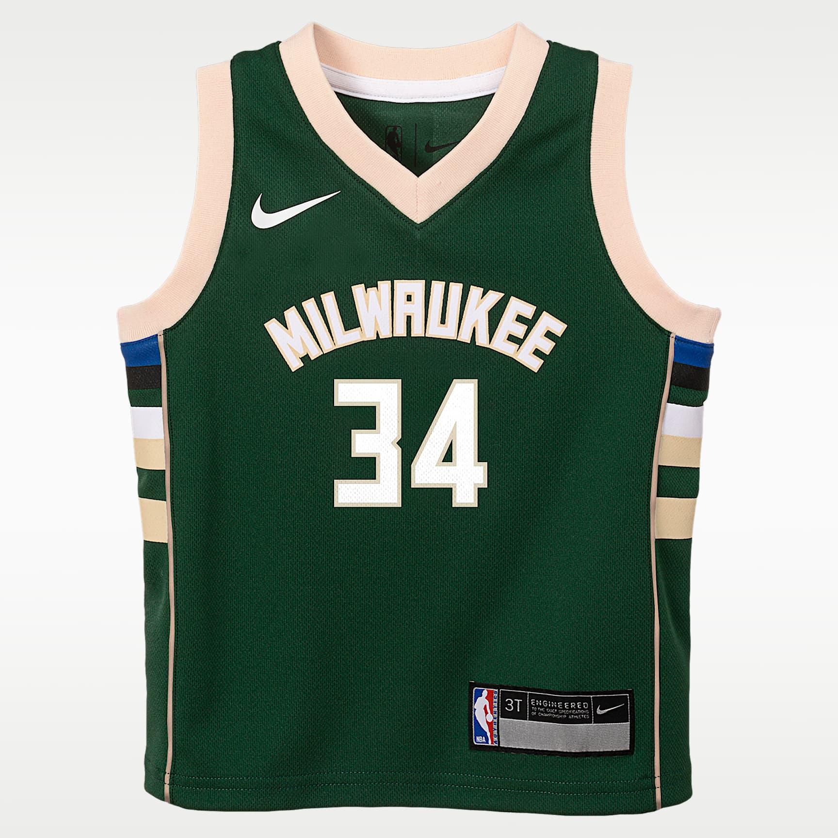 Jersey Nike NBA Swingman para niños talla pequeña Giannis Antetokounmpo Milwaukee Bucks Icon Edition