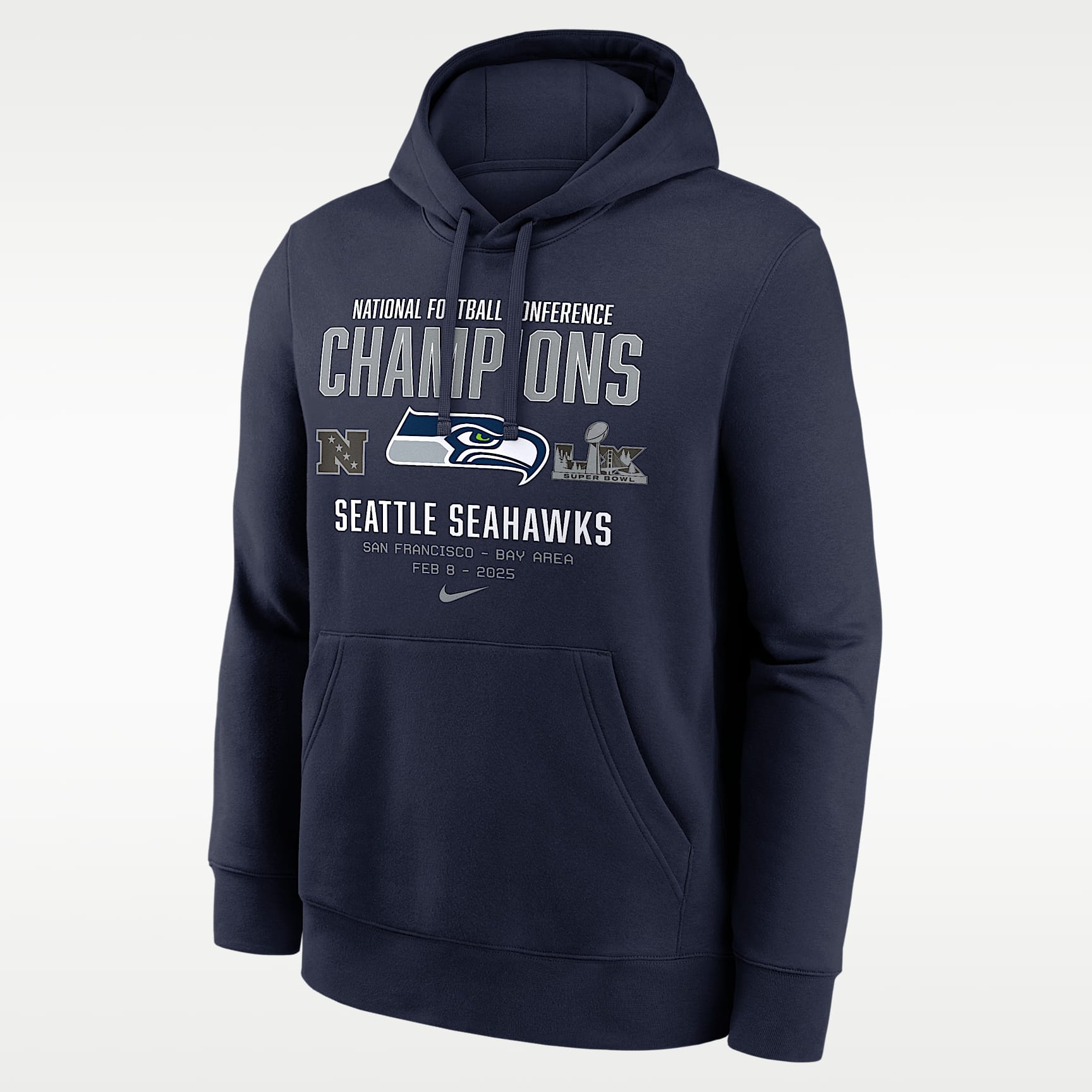 Seattle Seahawks 2026 NFC Champions Team Nation Men's Nike NFL Pullover Hoodie