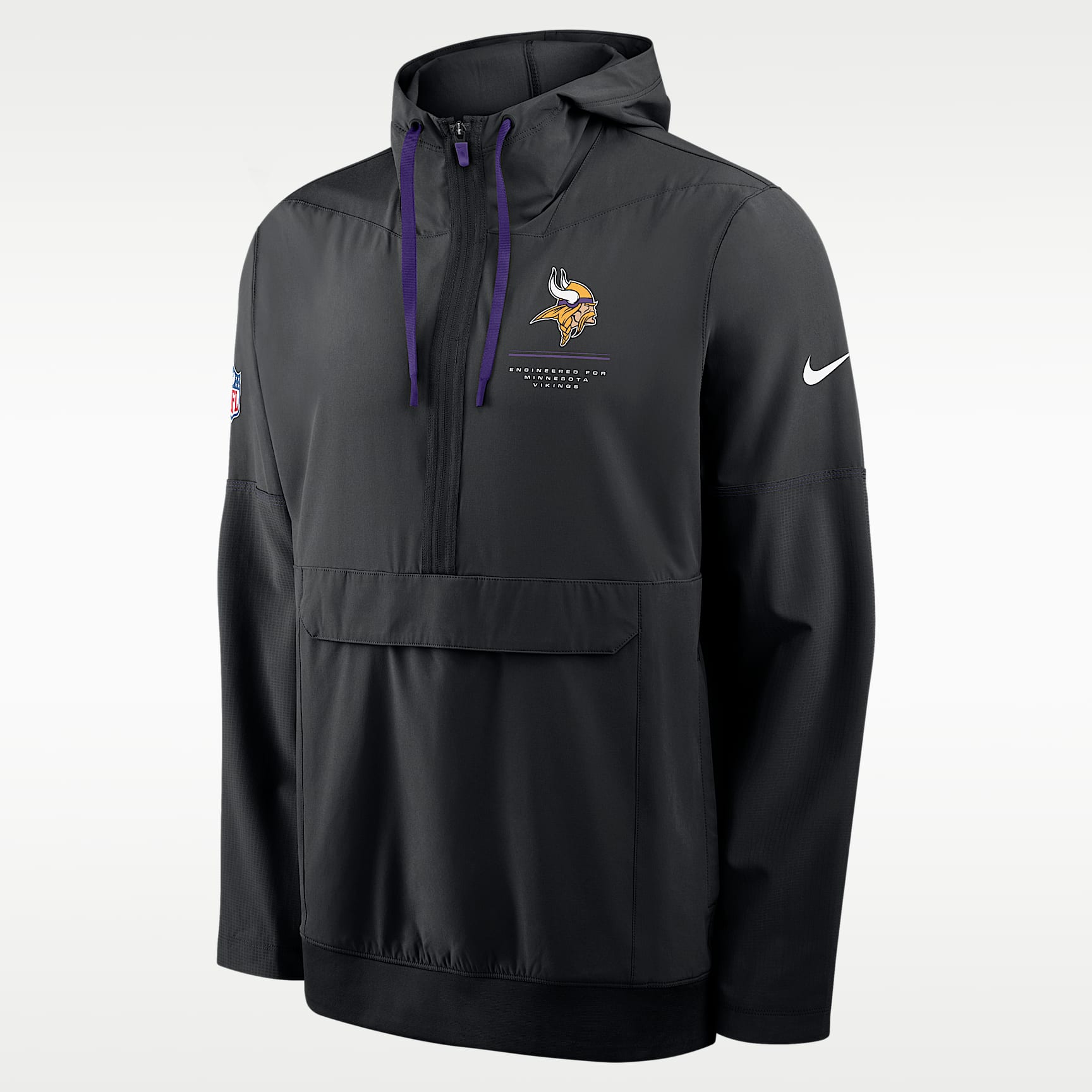 Chamarra con gorro de medio cierre Nike de la NFL para hombre Minnesota Vikings Sideline Anorak