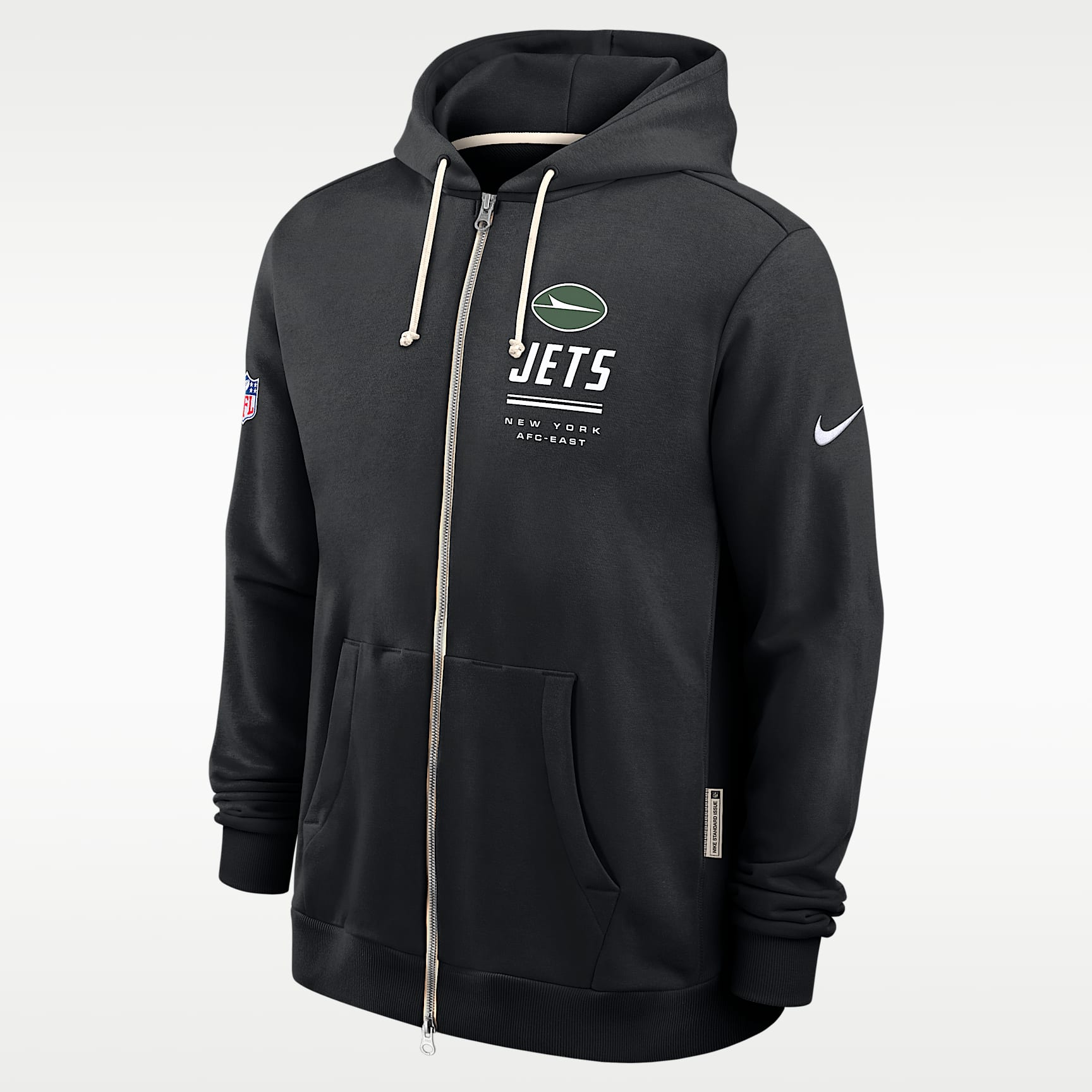 Sudadera con gorro Nike Dri-FIT de la NFL de cierre completo para hombre New York Jets Sideline Standard Issue