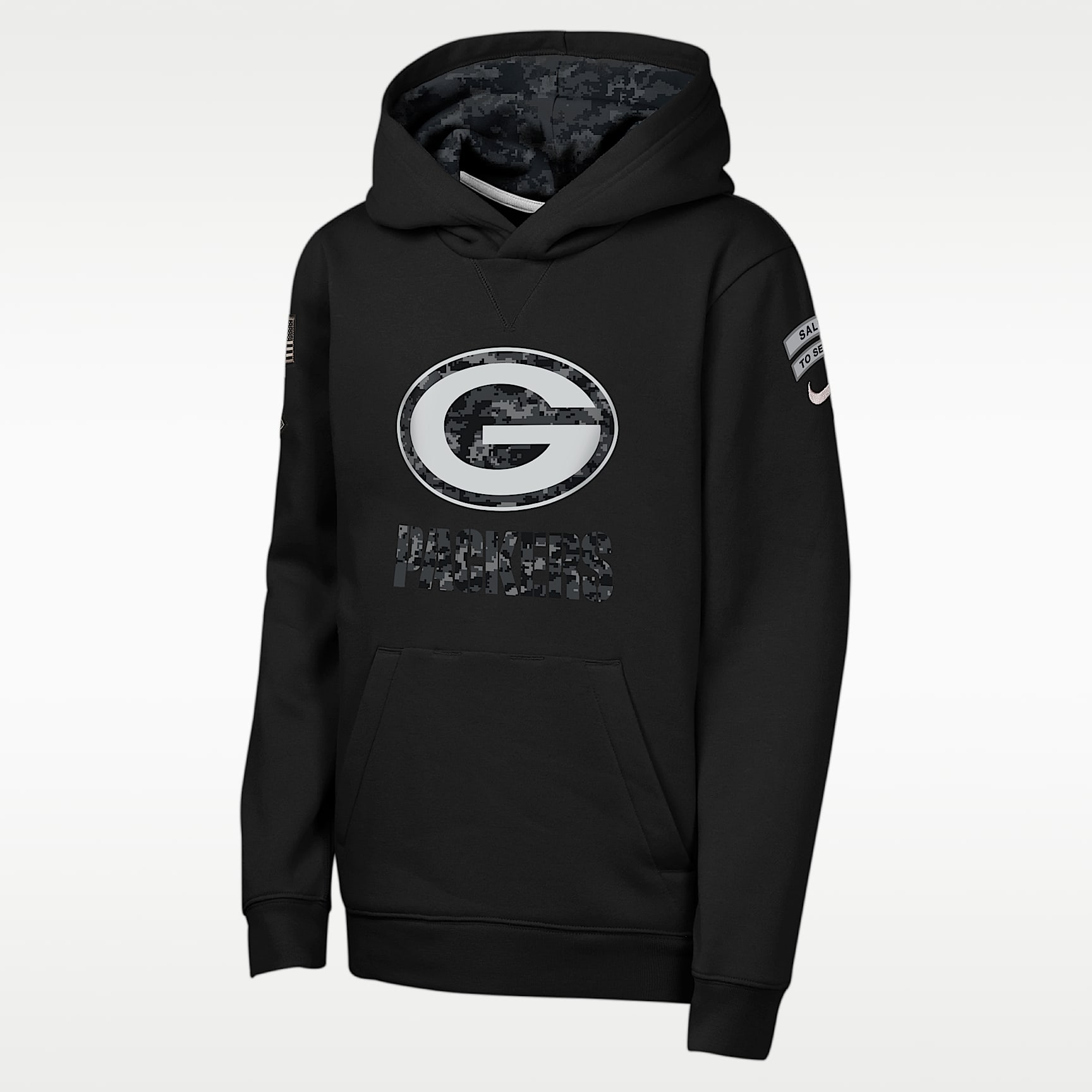 Sudadera con gorro sin cierre Nike de la NFL para niños talla grande Green Bay Packers Salute to Service Sideline Club