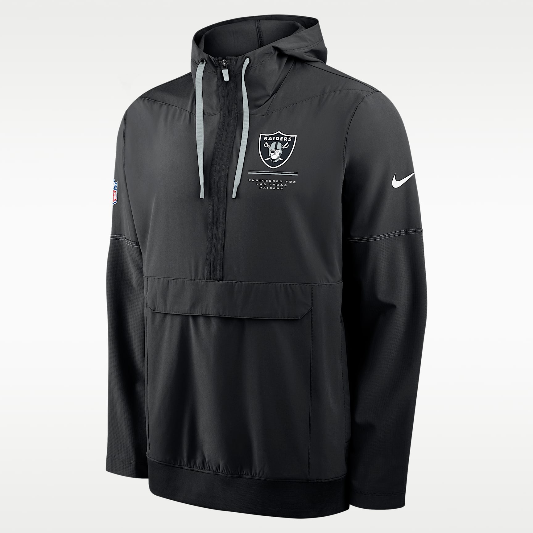 Chamarra Nike de la NFL de medio cierre con gorro para hombre Las Vegas Raiders Sideline Anorak