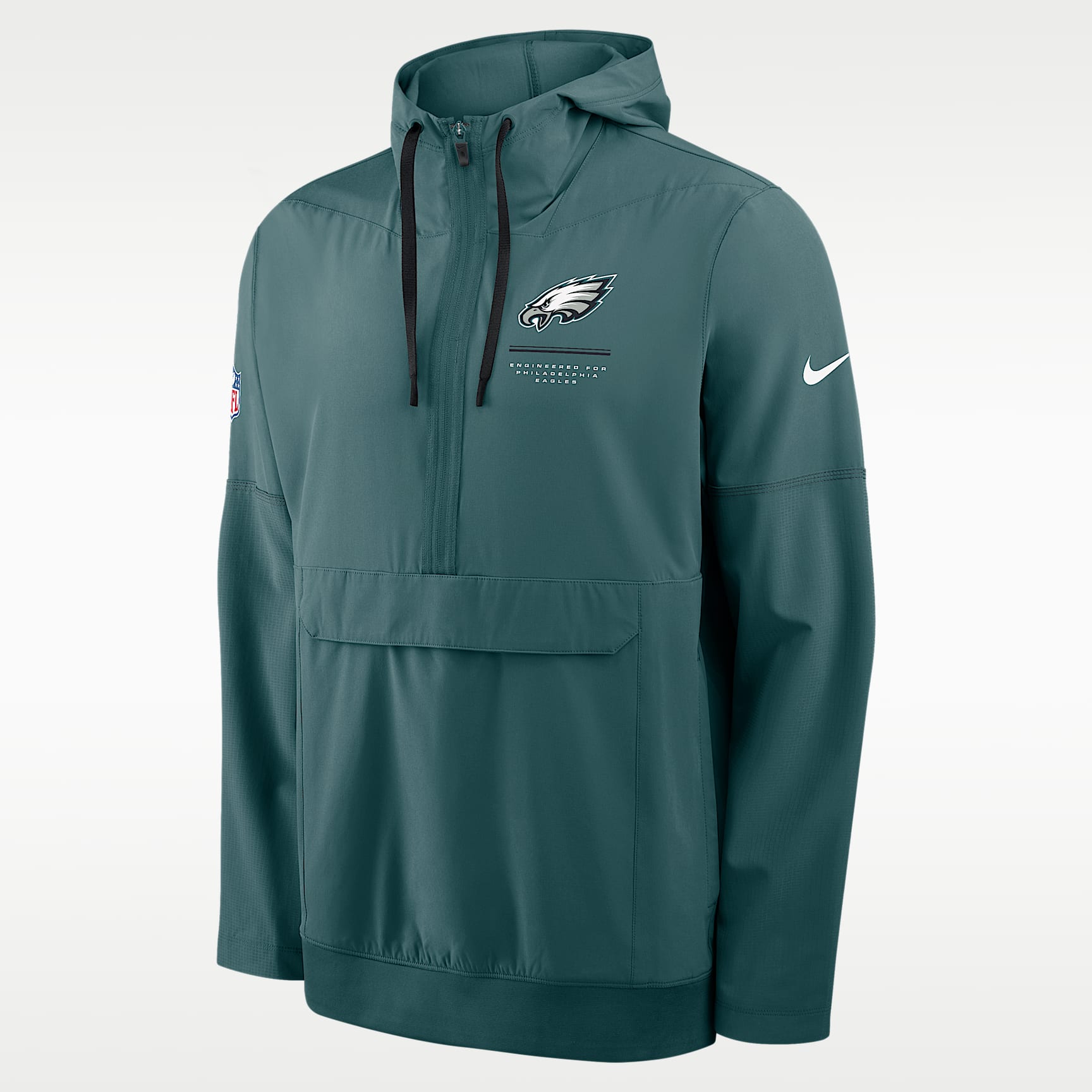 Chamarra Nike de la NFL de medio cierre con gorro para hombre Philadelphia Eagles Sideline Anorak